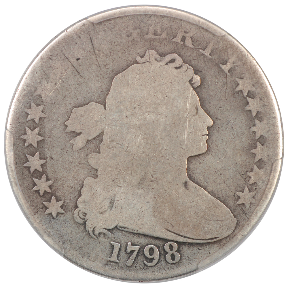 image for: 1798 Large Eagle, Pointed 9 $1  PCGS AG3