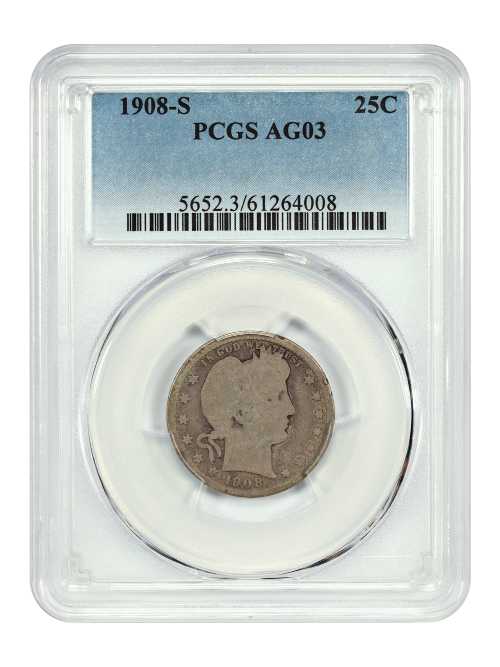 1908-S 25C PCGS AG03