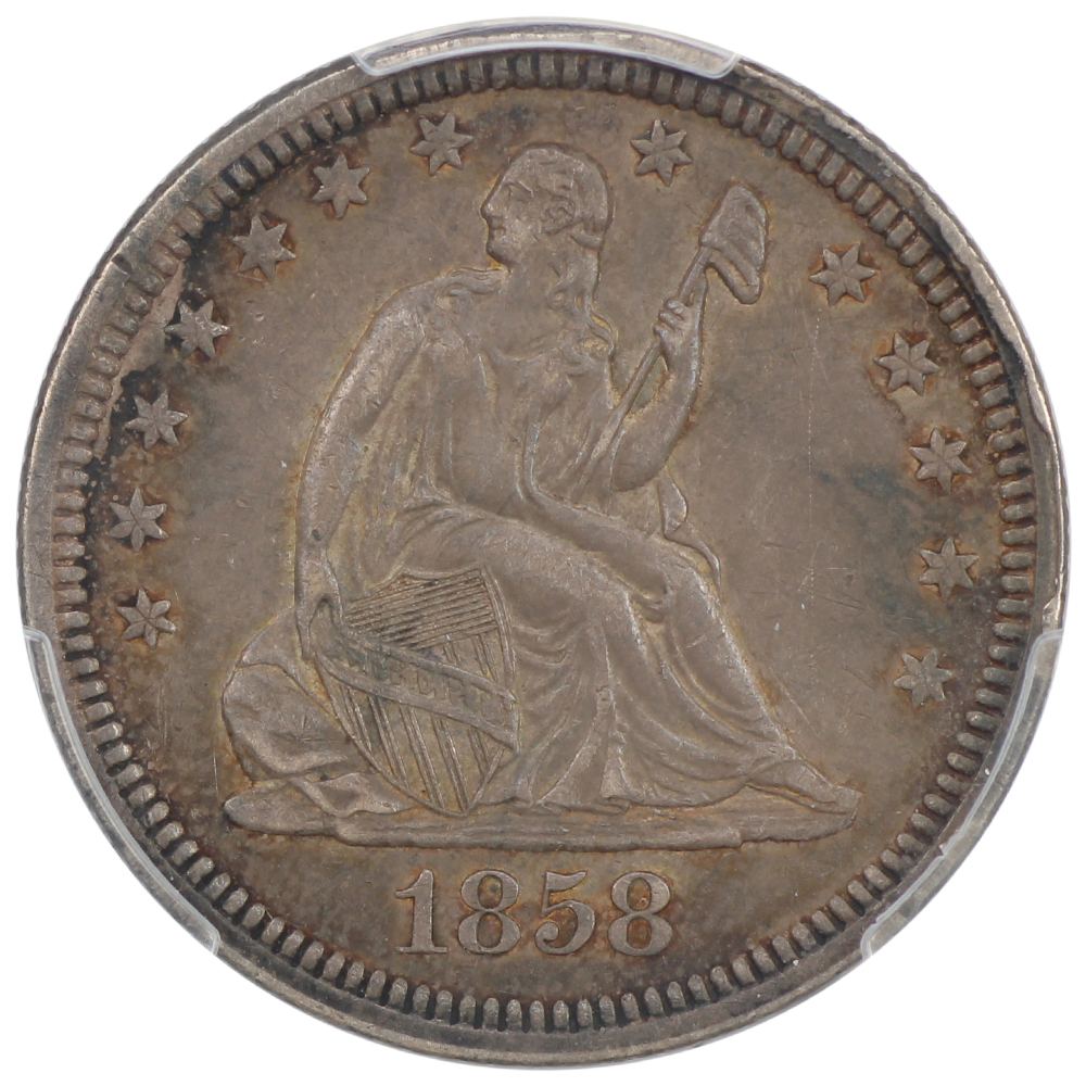 image for: 1858 25c PCGS AU50