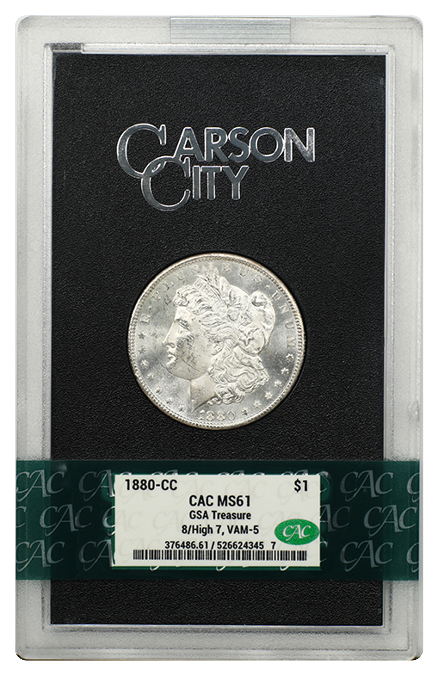 GSA: 1880-CC $1 CACG MS61 (VAM-5, 8/High 7, Box)