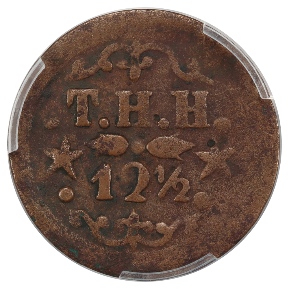 thumbnail for: 1879 Hawaii-T.Hobron Railroad, 2/6 Stars, Thick Planchet 12 1/2c PCGS F12