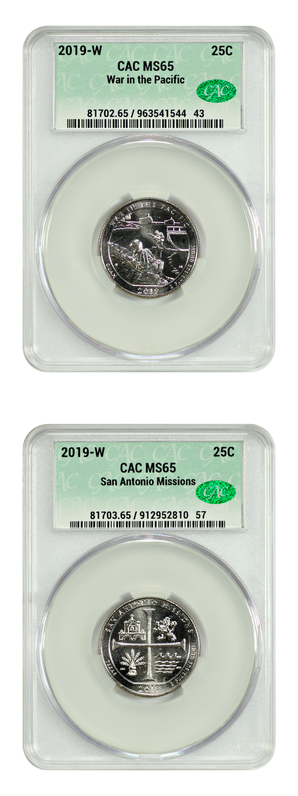 Lot of 2019-W 25C CACG MS65 (2 Coins)