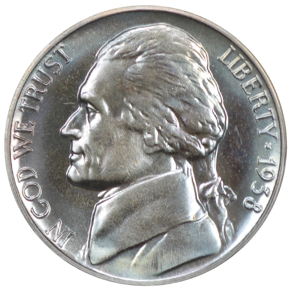 thumbnail for: 1938 Jefferson 5c PCGS PR68