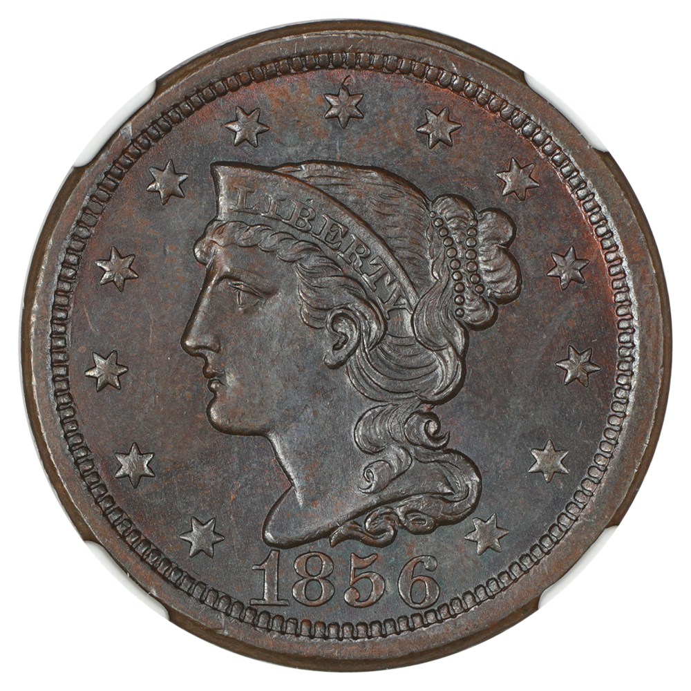 thumbnail for: 1856 Upright 5 1c NGC MS65 BN