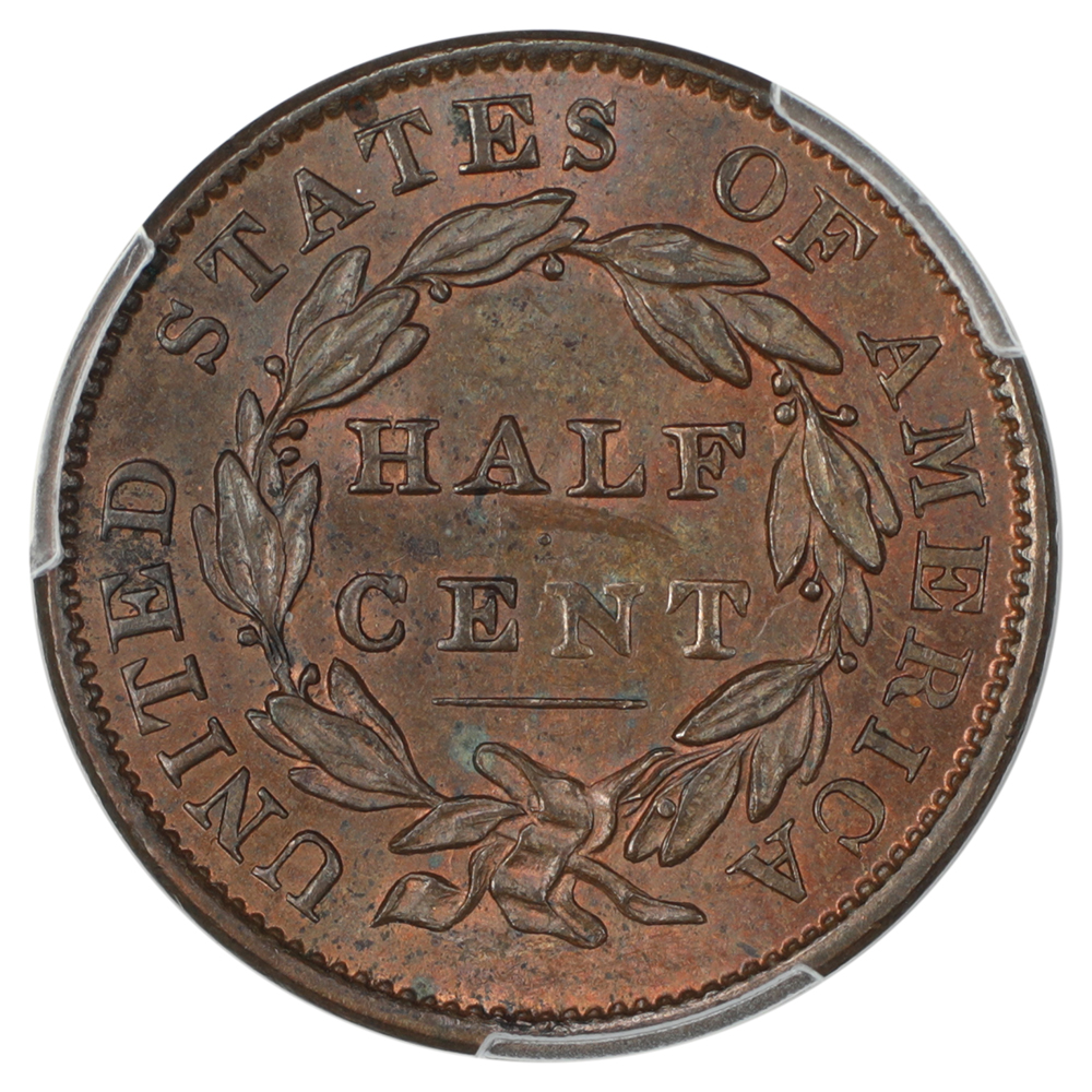 thumbnail for: 1833 1/2c PCGS MS64 RB