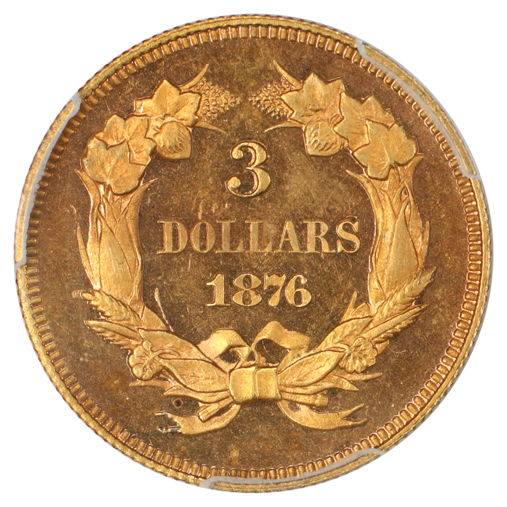 thumbnail for: 1876 Gilt Copper, J-1482 P$3 PCGS PR66 CAM