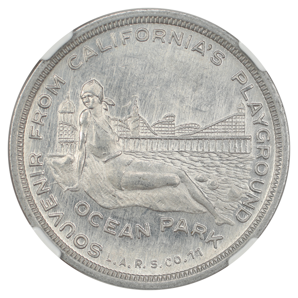 image for: 1933 Santa Monica Breakwater CA, Aluminum, HK-687 SC$1 NGC MS63