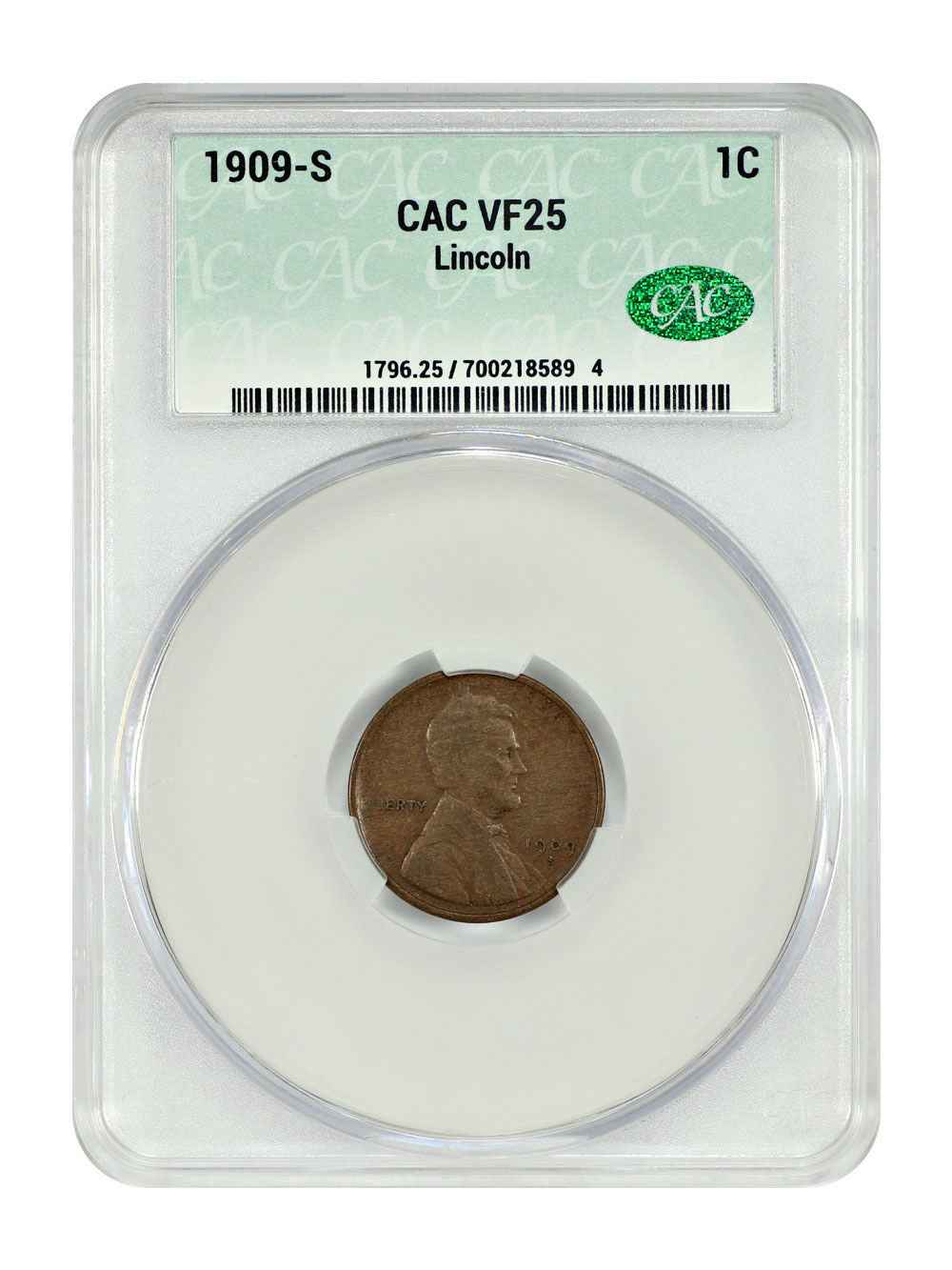 1909-S 1C Lincoln CACG VF25
