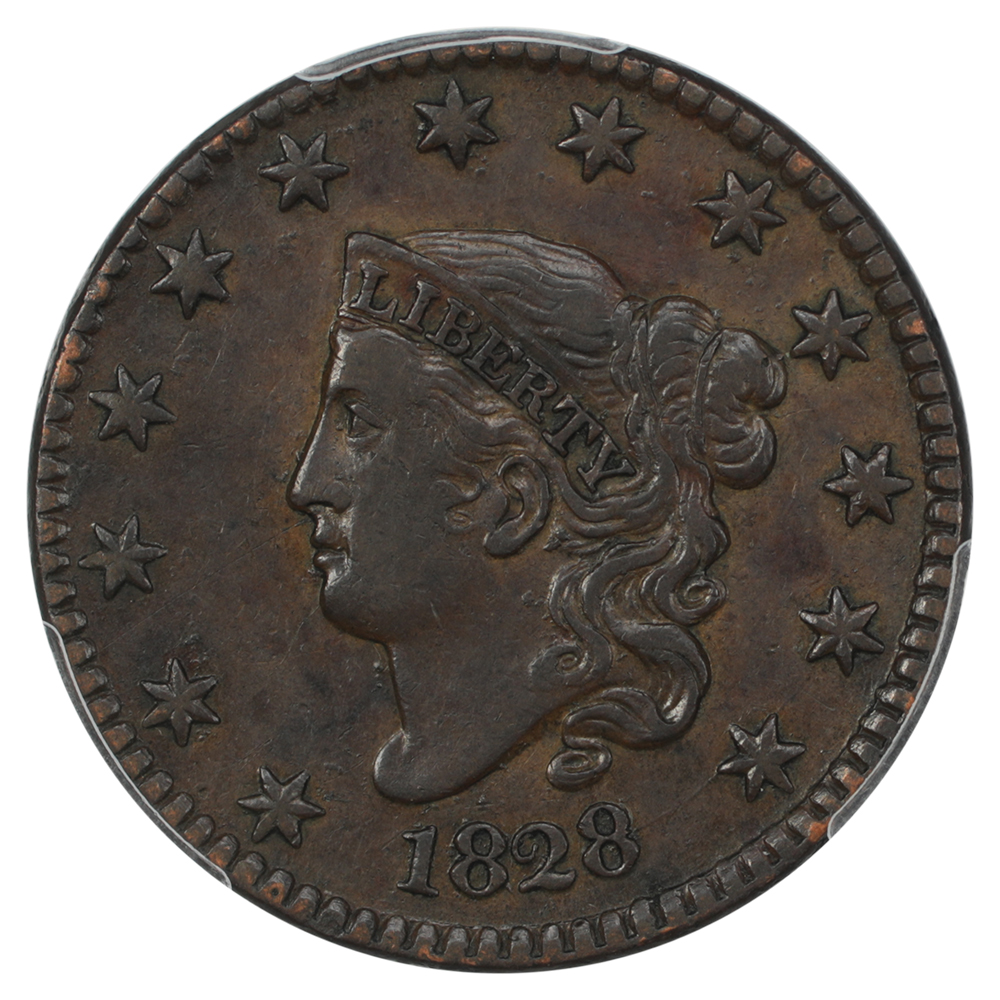 thumbnail for: 1828 Large Narrow Date 1c PCGS XF40 BN
