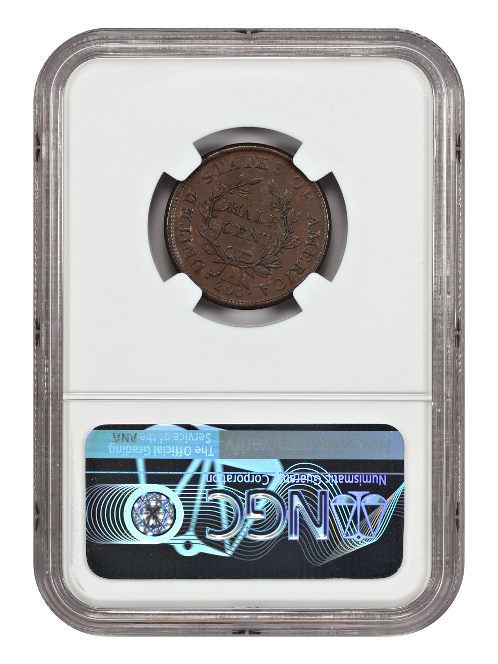 image for: 1805 Large 5, Stems 1/2c NGC AU53 BN