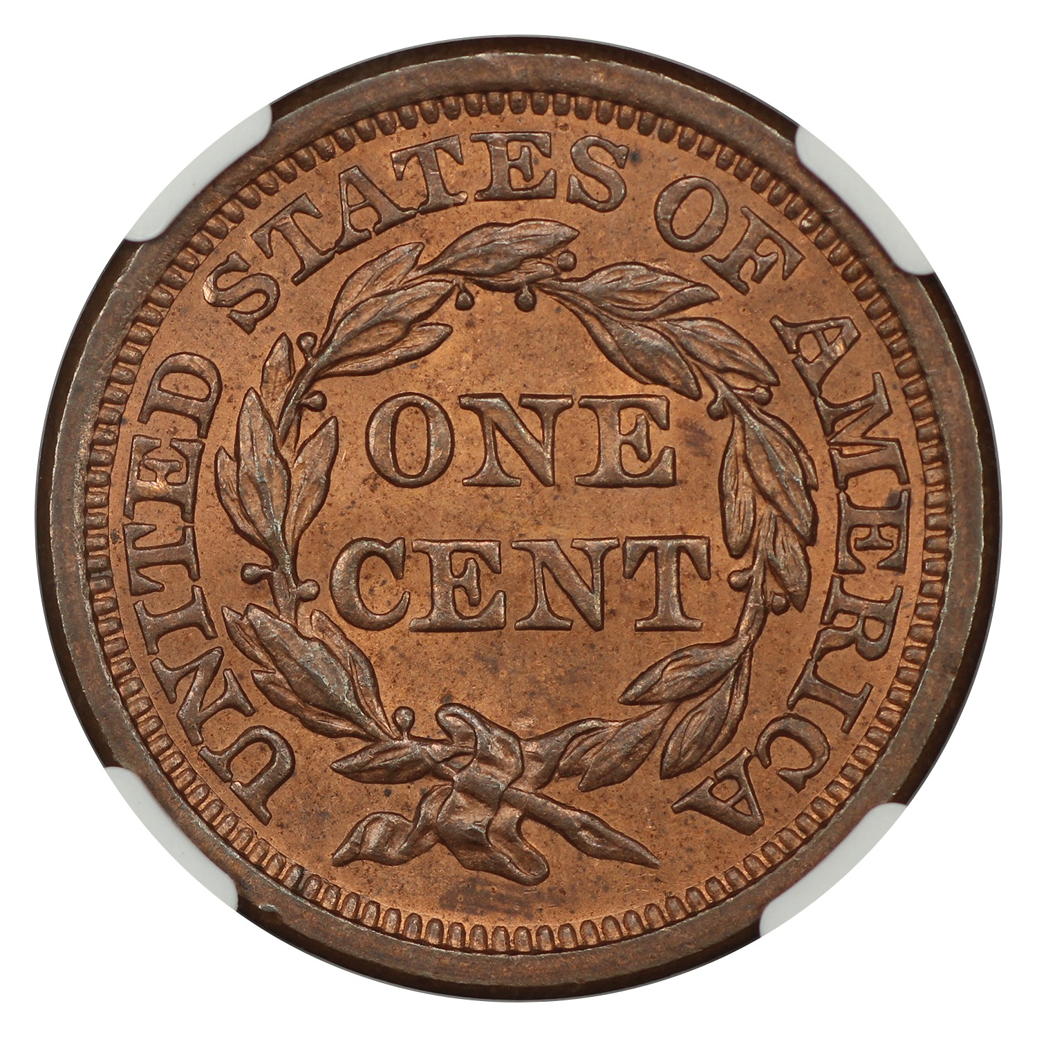 thumbnail for: 1855 Slanted 55 1c NGC MS65 RB