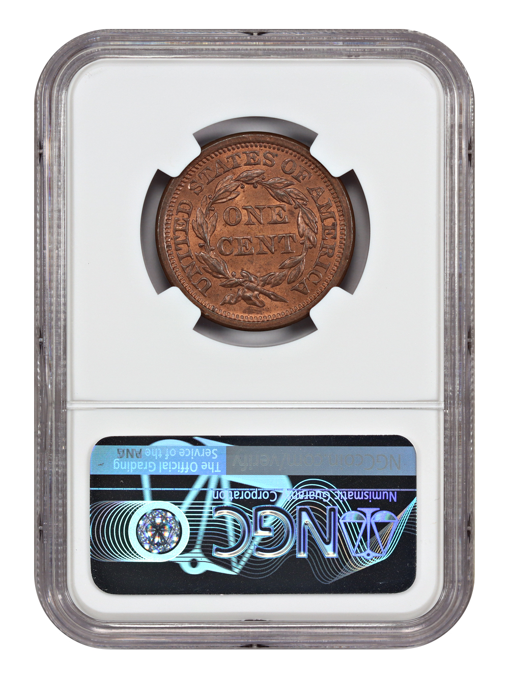 thumbnail for: 1855 Slanted 55 1c NGC MS65 RB