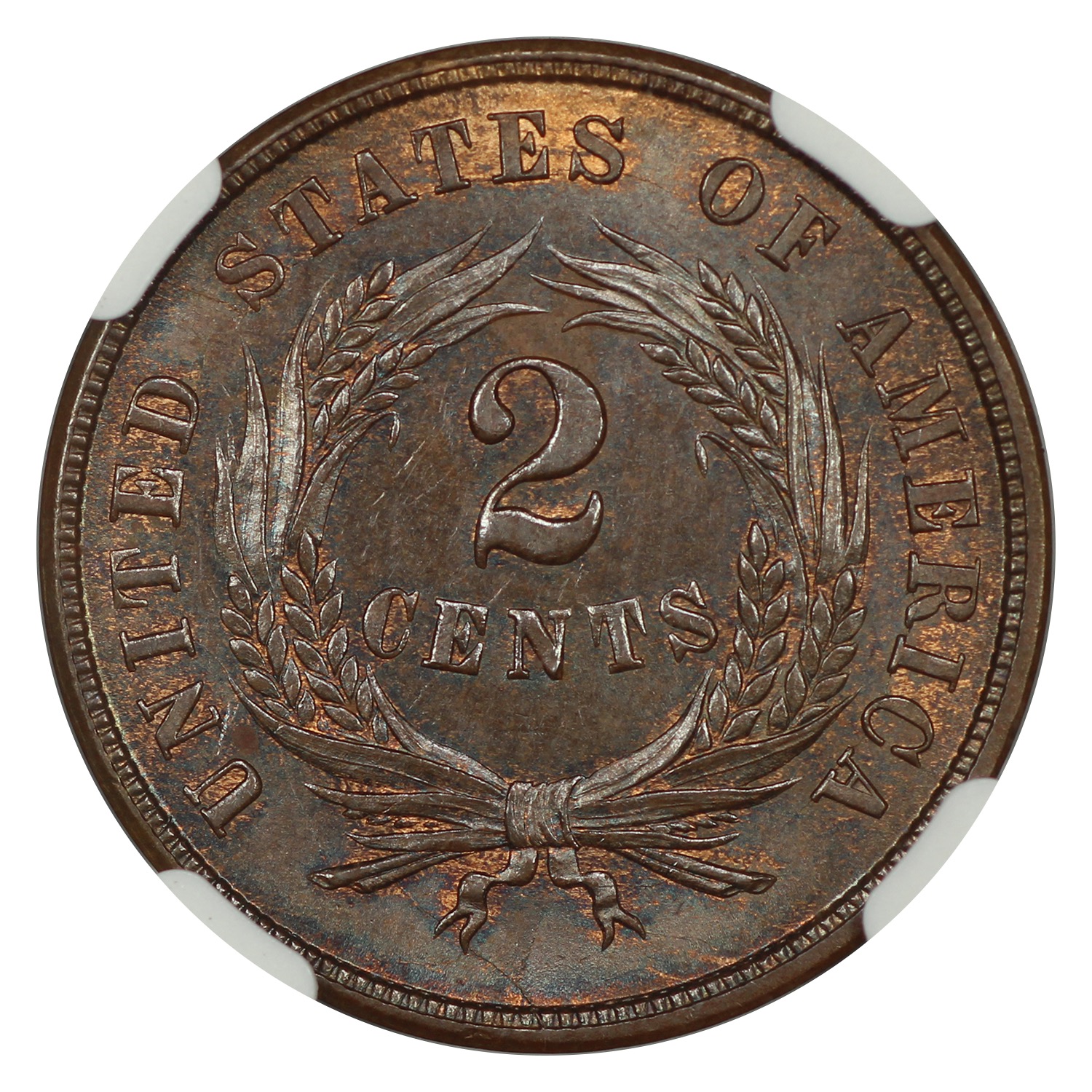 thumbnail for: 1864 Small Motto 2c NGC MS65 BN