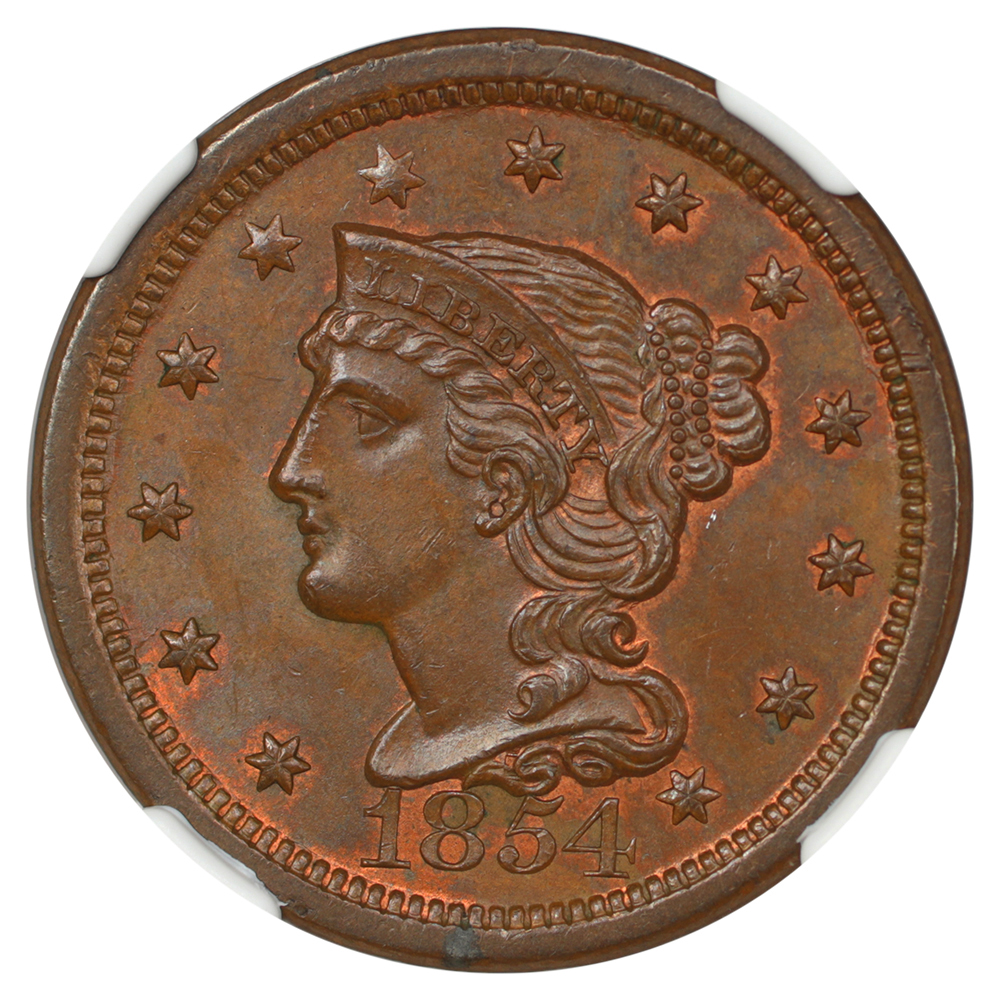 thumbnail for: 1854 1c NGC MS64 BN