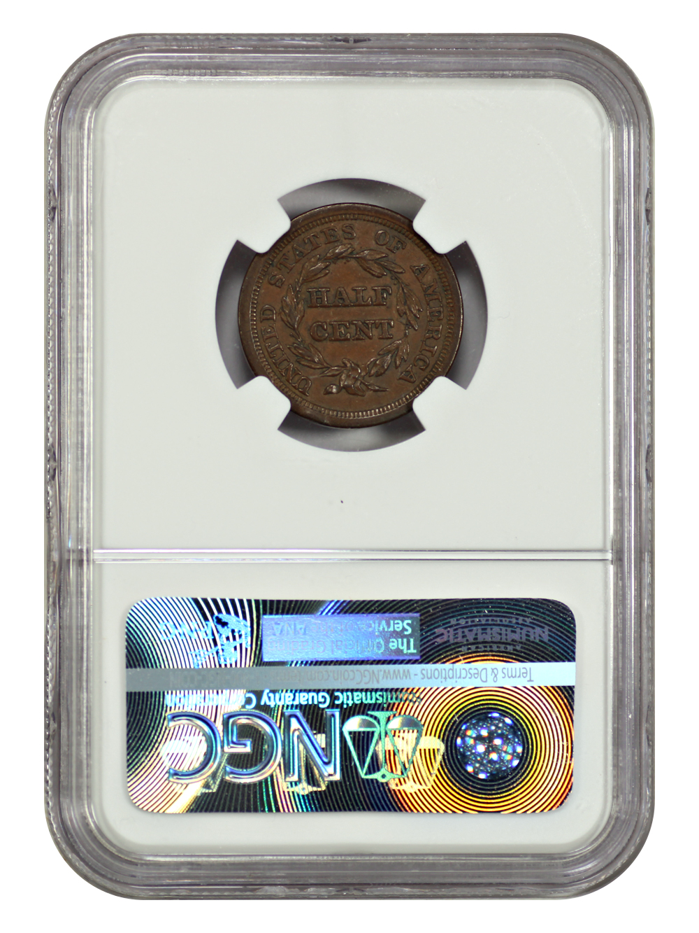 thumbnail for: 1854 1/2c NGC MS61 BN