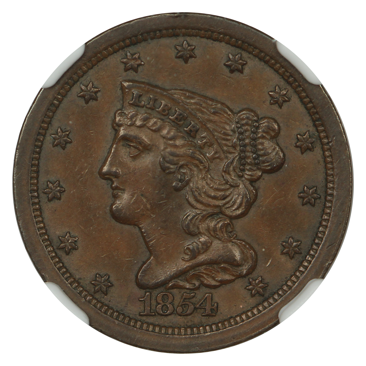 thumbnail for: 1854 1/2c NGC MS61 BN