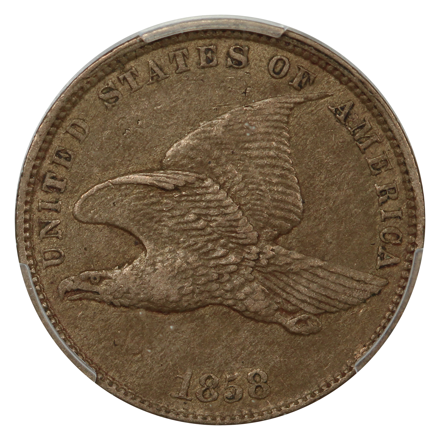 image for: 1858 Flying Eagle, Small Letters 1c PCGS XF45