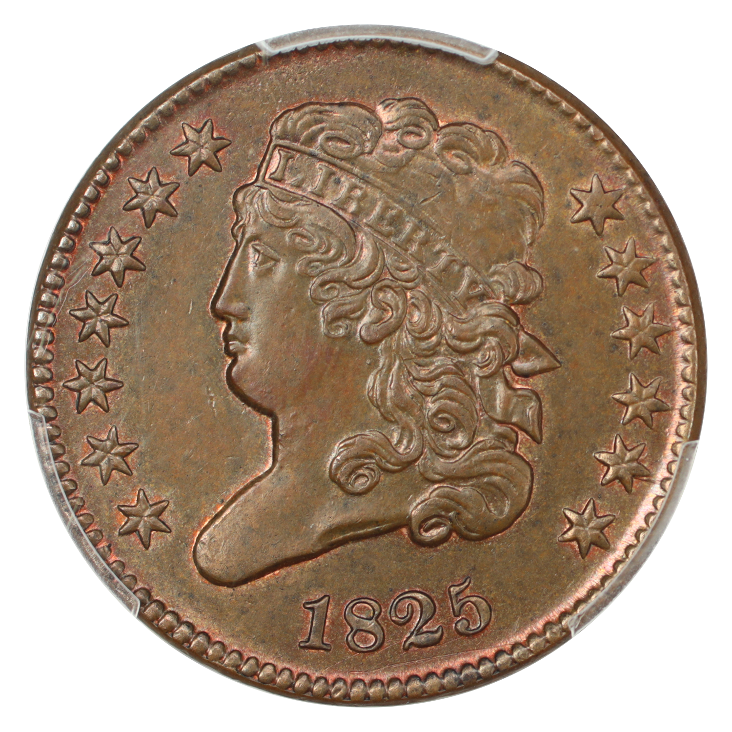 thumbnail for: 1825 1/2c PCGS MS62 BN
