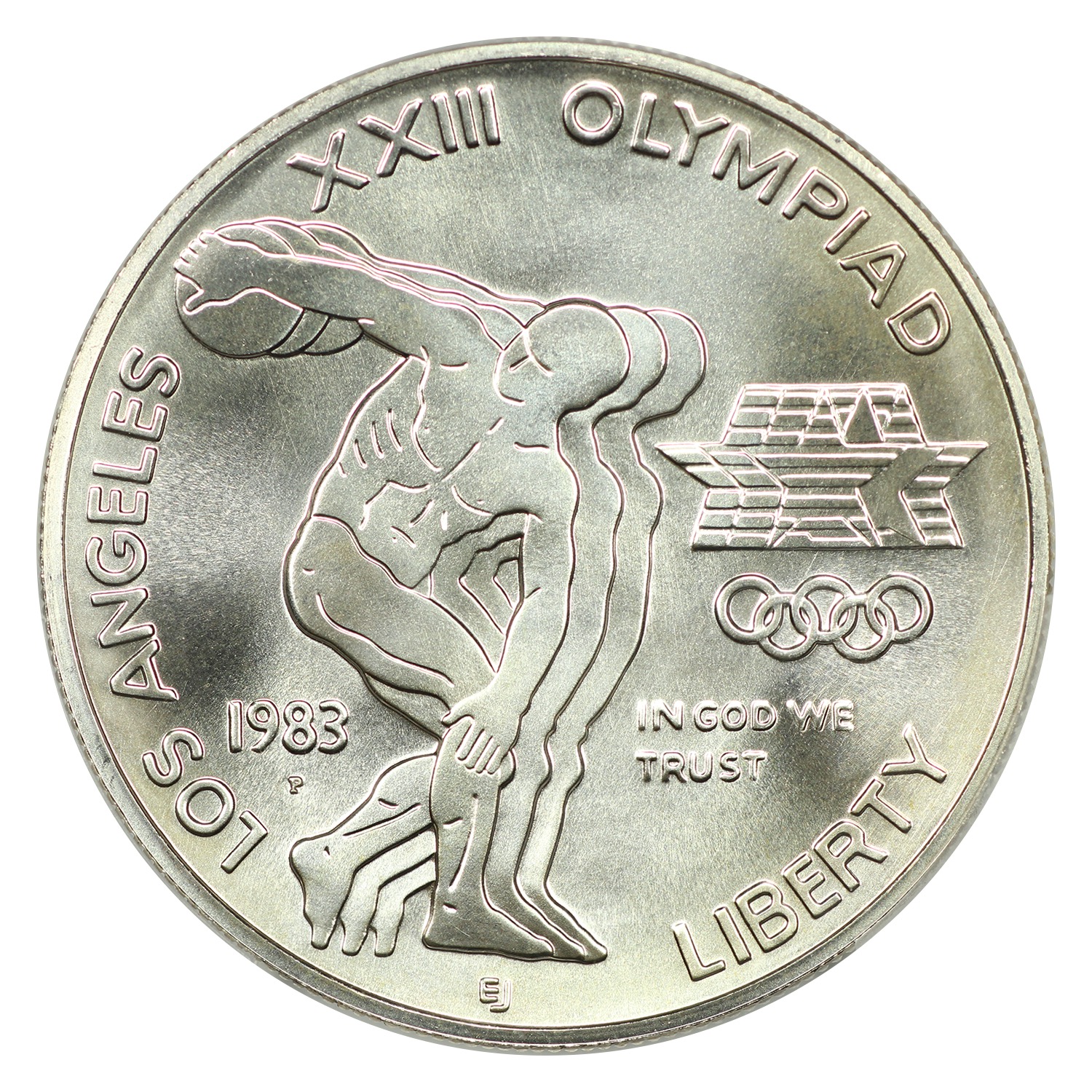 thumbnail for: 1983-P Los Angeles Olympiad Discus Thrower S$1 PCGS MS70