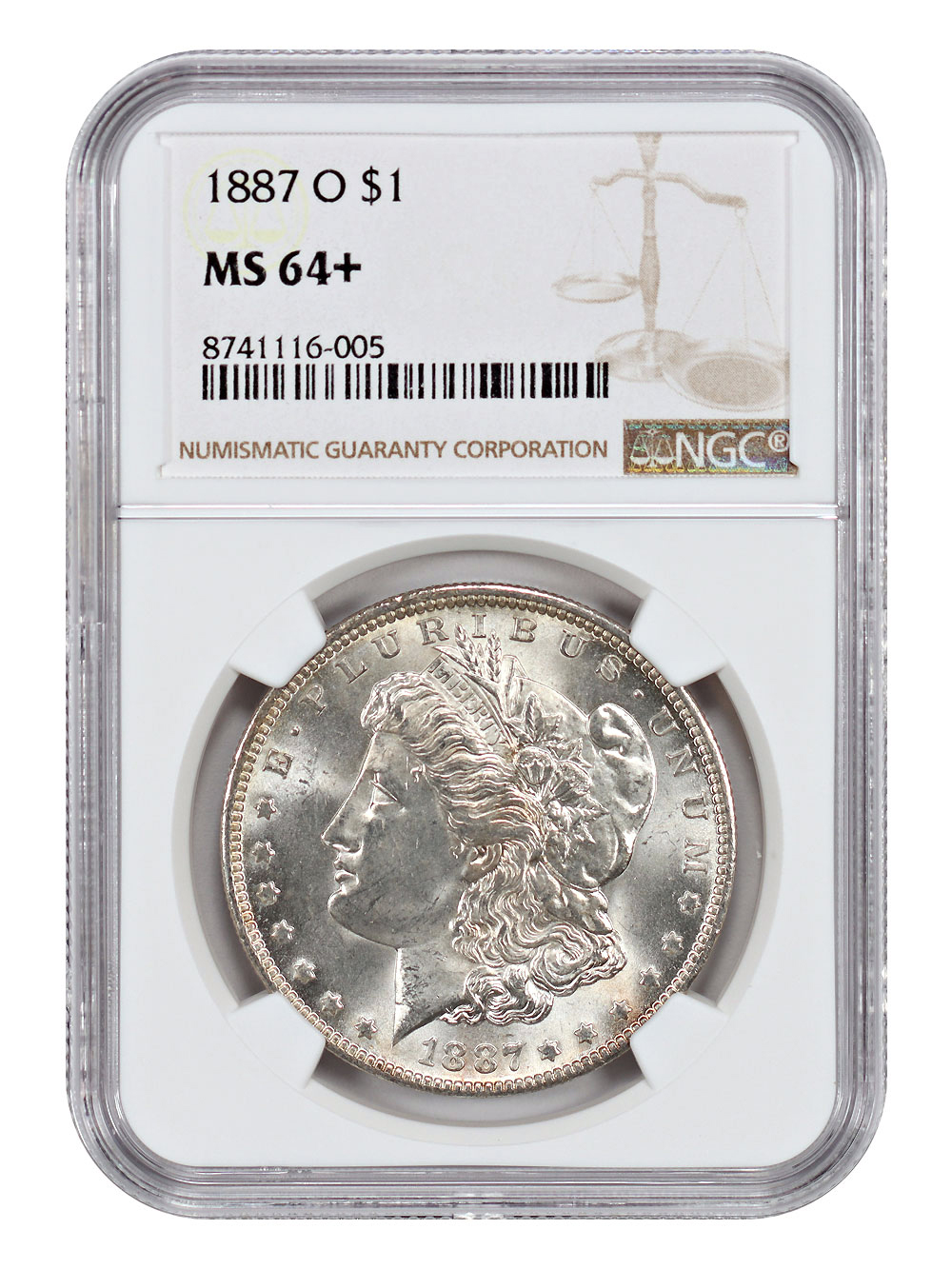 1887-O $1 NGC MS64+