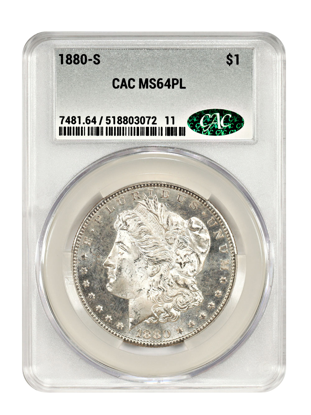 1880-S $1 CACG MS64PL