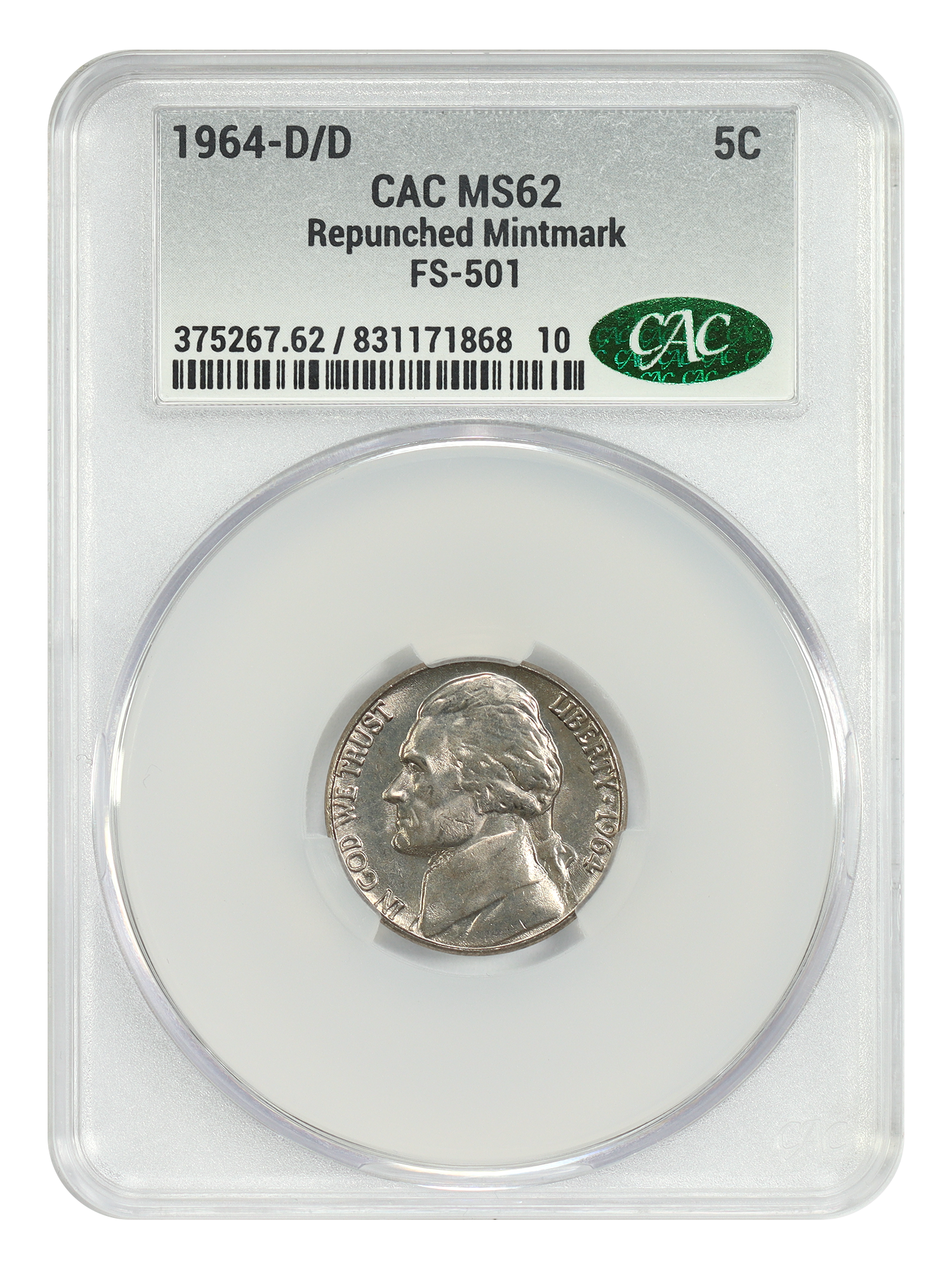 1964-D/D 5C CACG MS62 (RPM, FS-501)