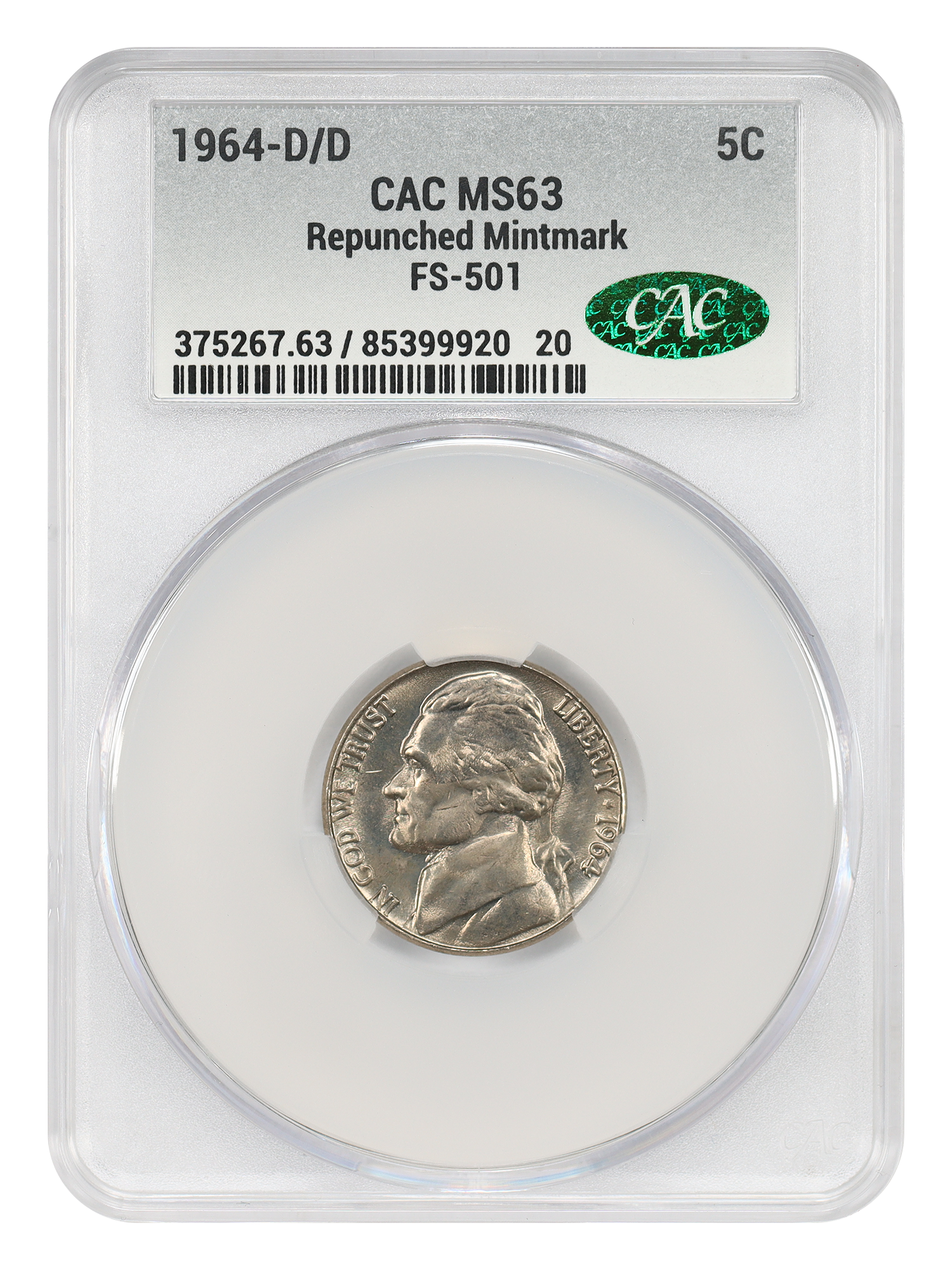 1964-D/D 5C CACG MS63 (RPM, FS-501)