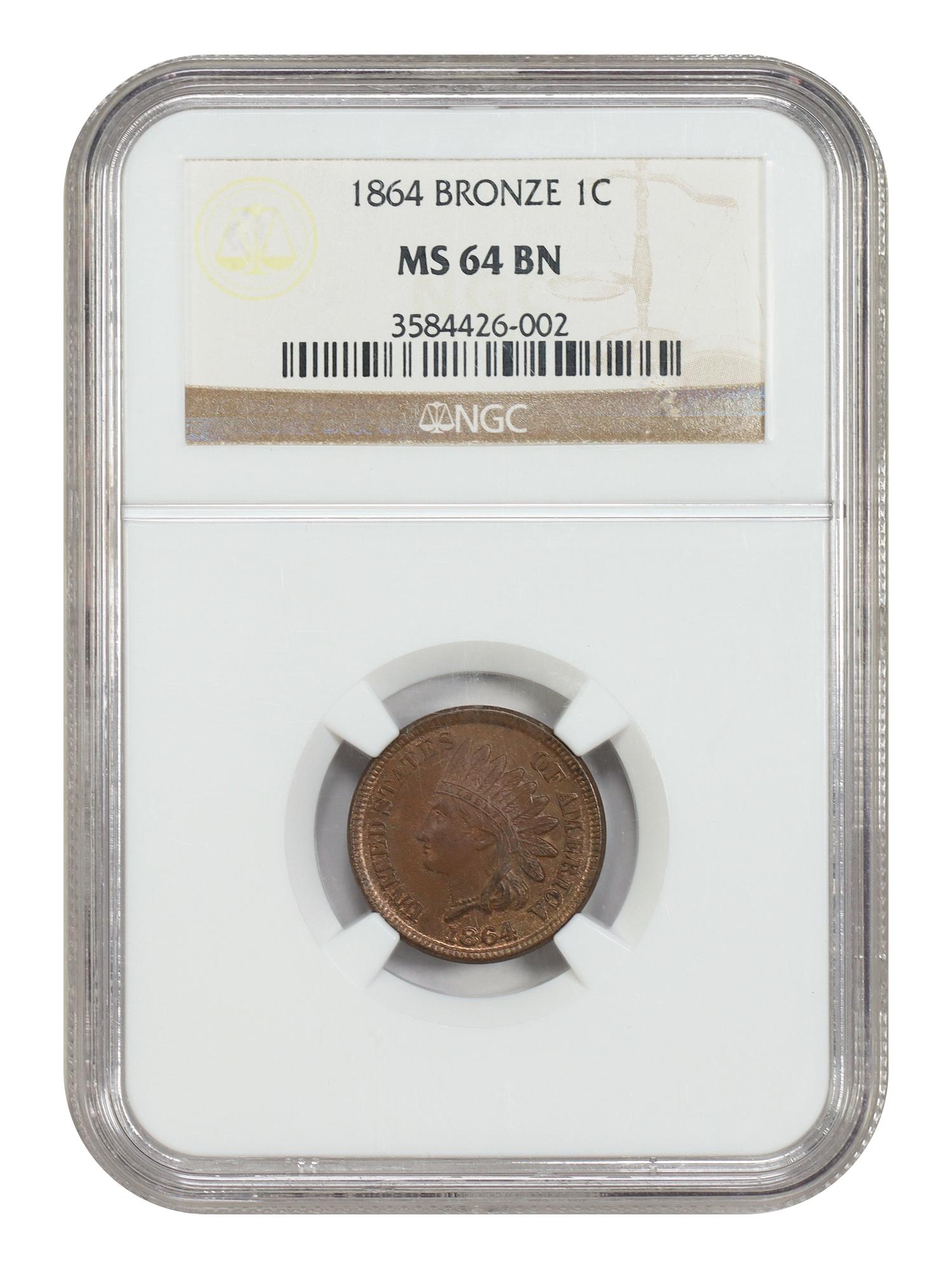 1864 1C Bronze, BN
