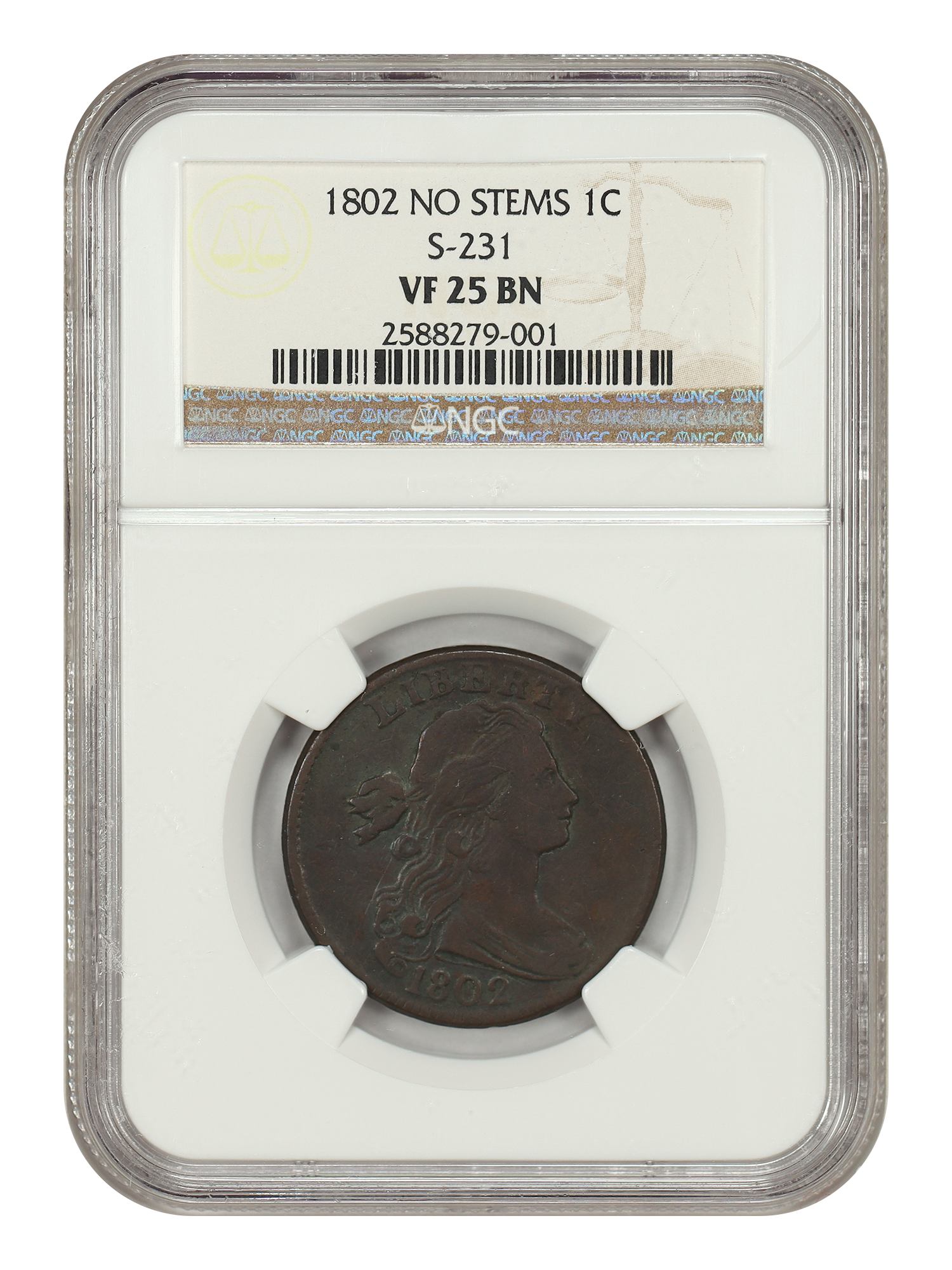 1802 1C S-231 No Stems, BN