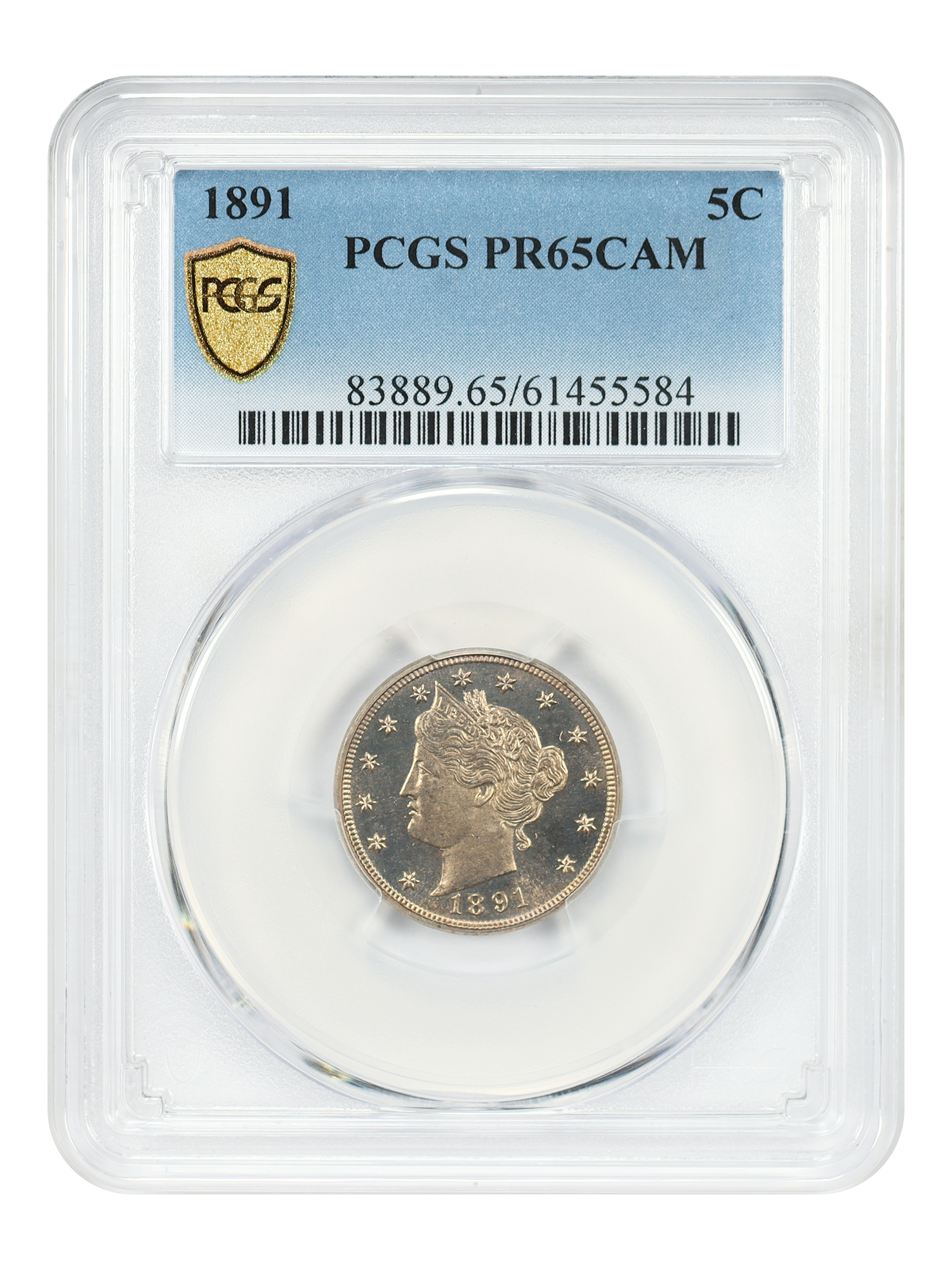 1891 5C PCGS PR65CAM