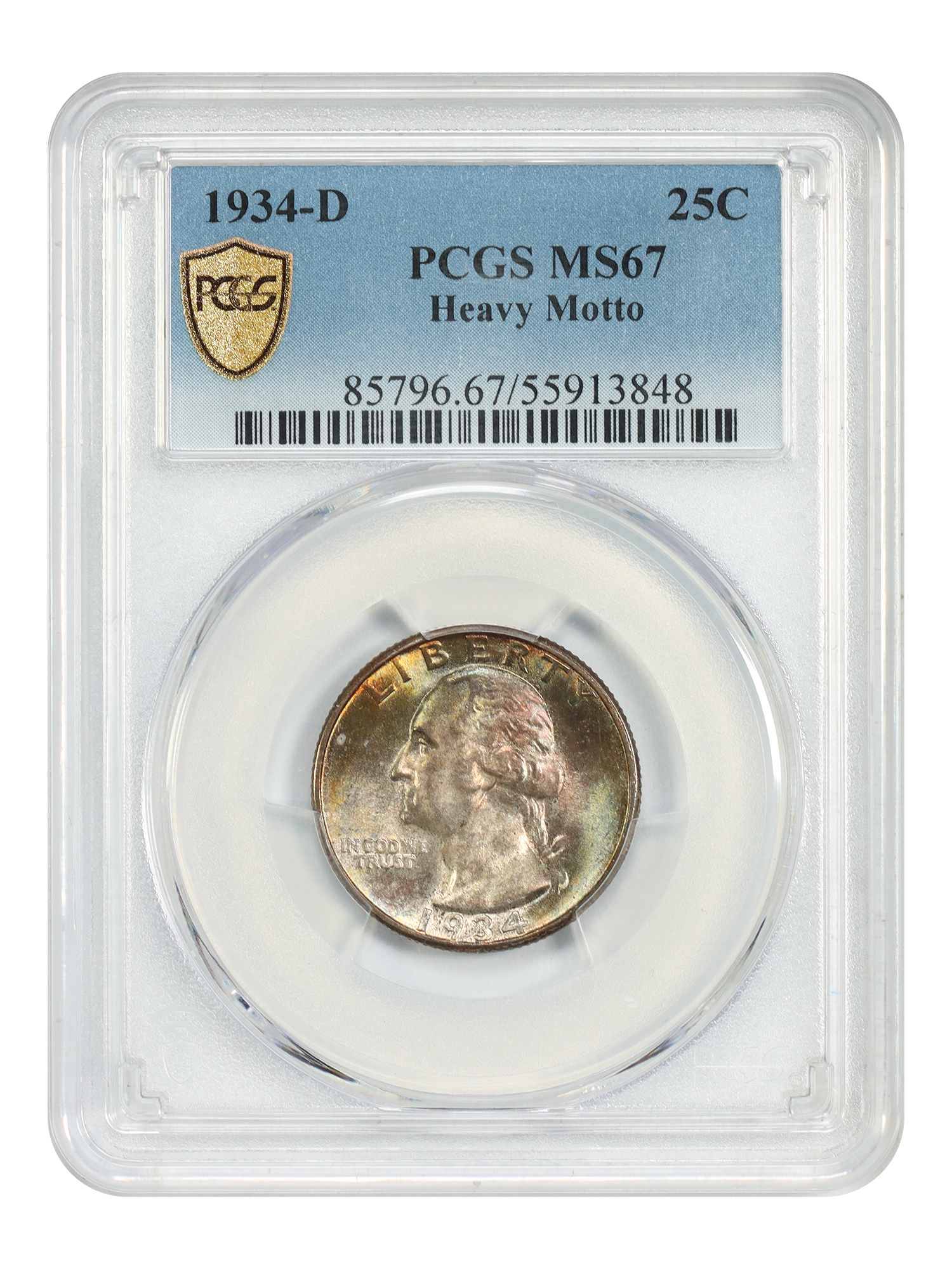 1934-D 25C PCGS MS67 (Heavy Motto)