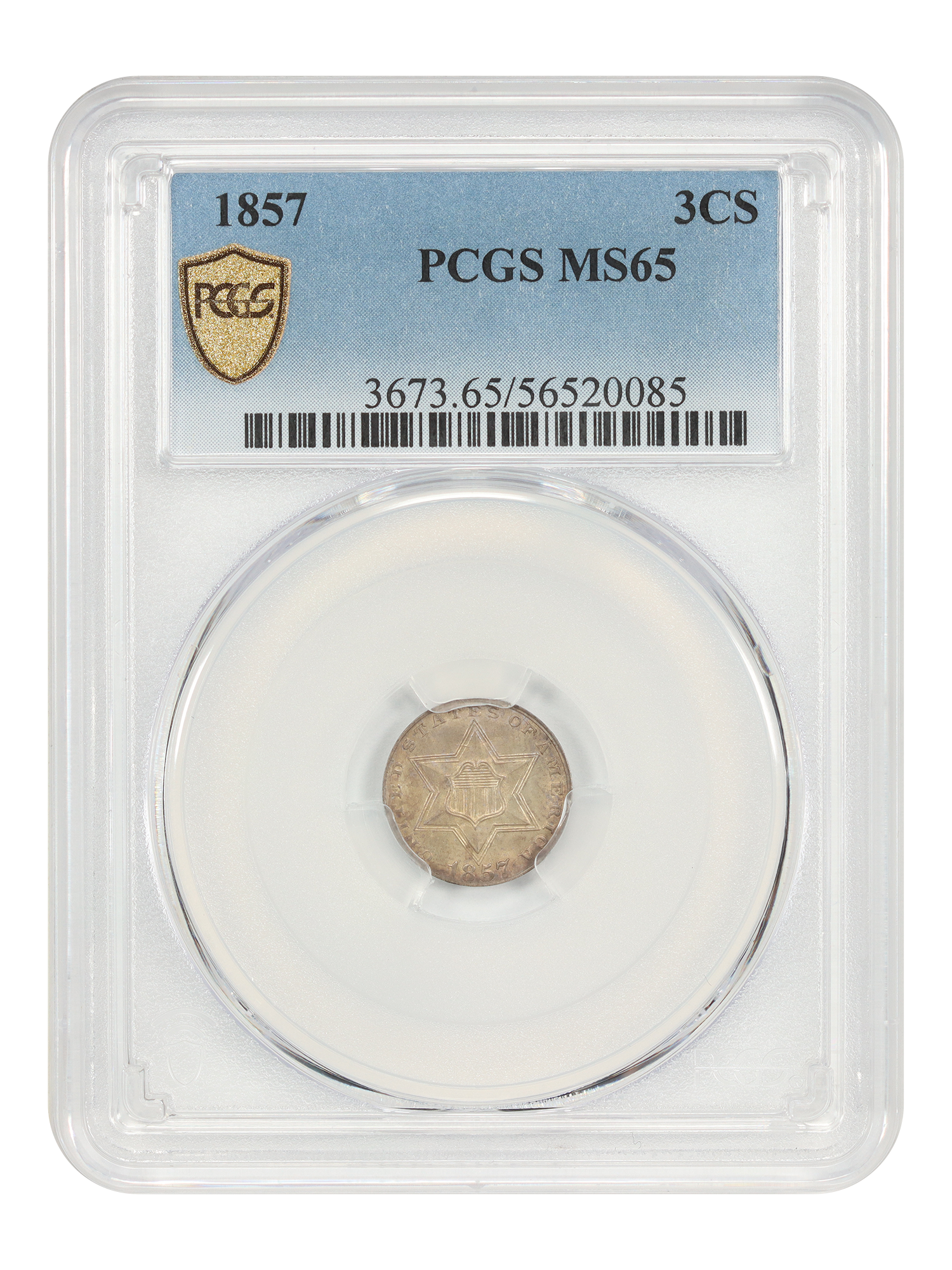1857 3CS PCGS MS65