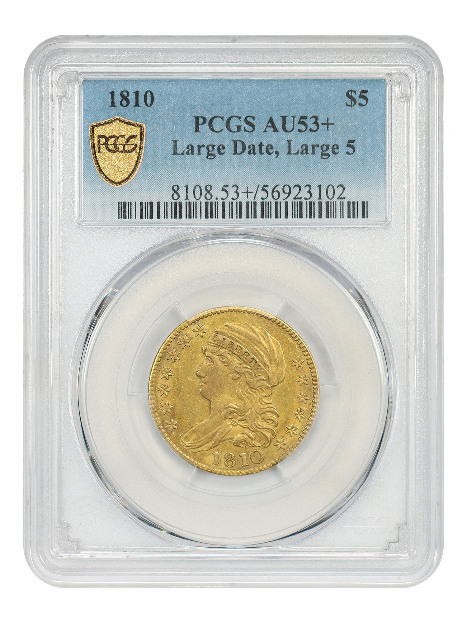 1810 $5 PCGS AU53+ (Large Date, Large 5)