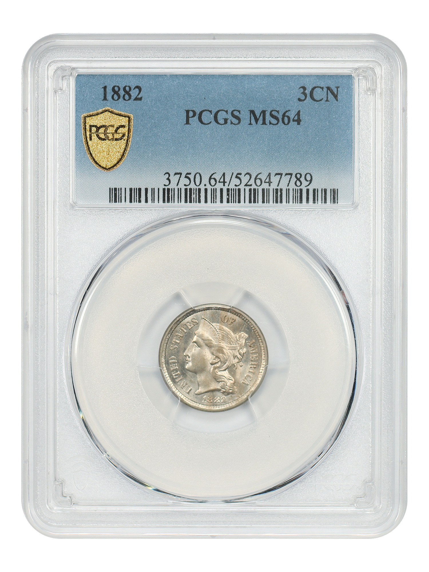 1882 3CN PCGS MS64