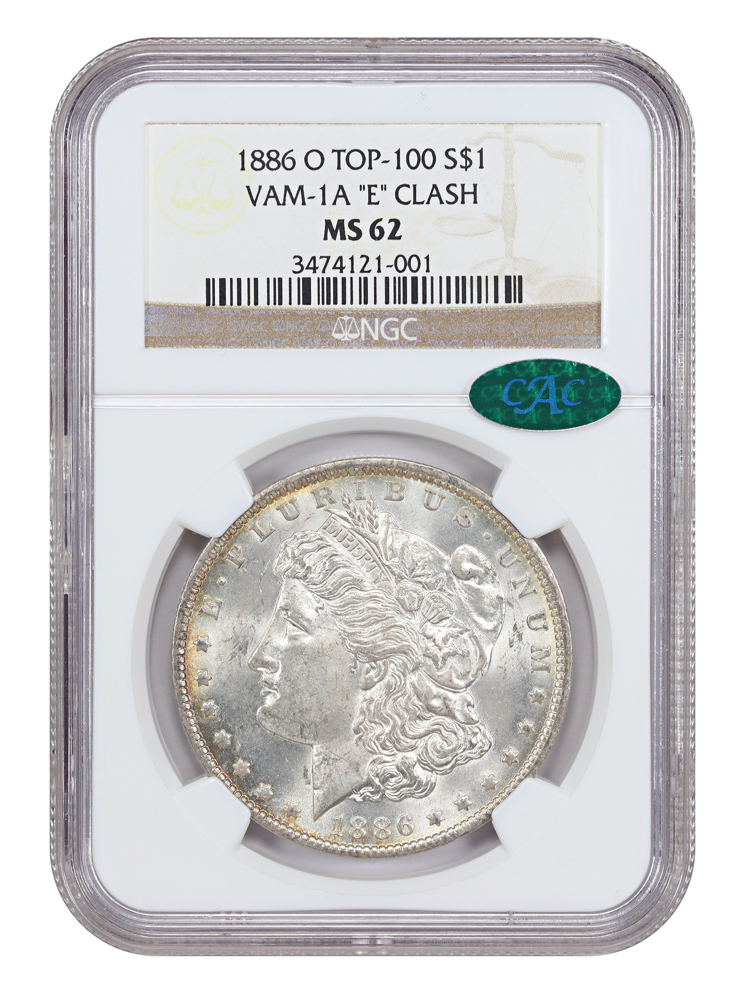 1886-O $1 VAM 1A Clashed E
