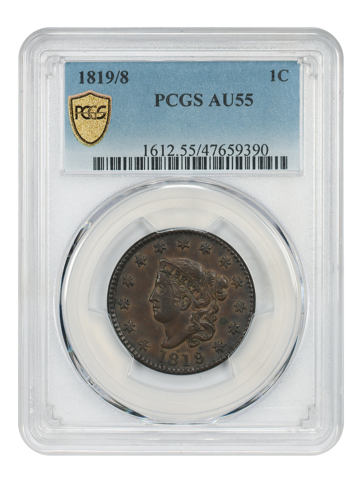 1819/8 1C PCGS AU55