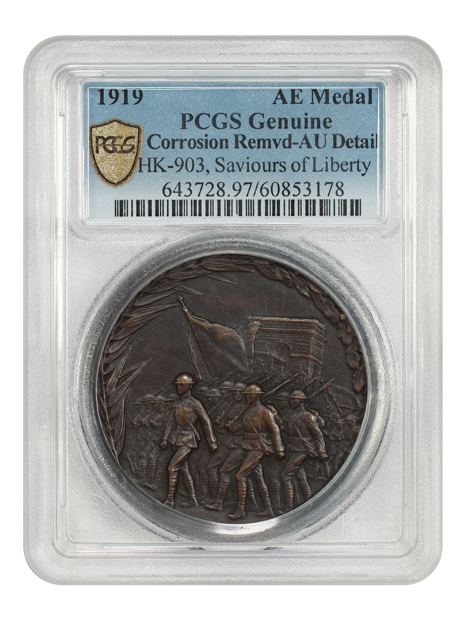 So-Called Dollar: 1919 Survivors of Liberty Medal PCGS AU Details (HK-903, Corrosion Removed)