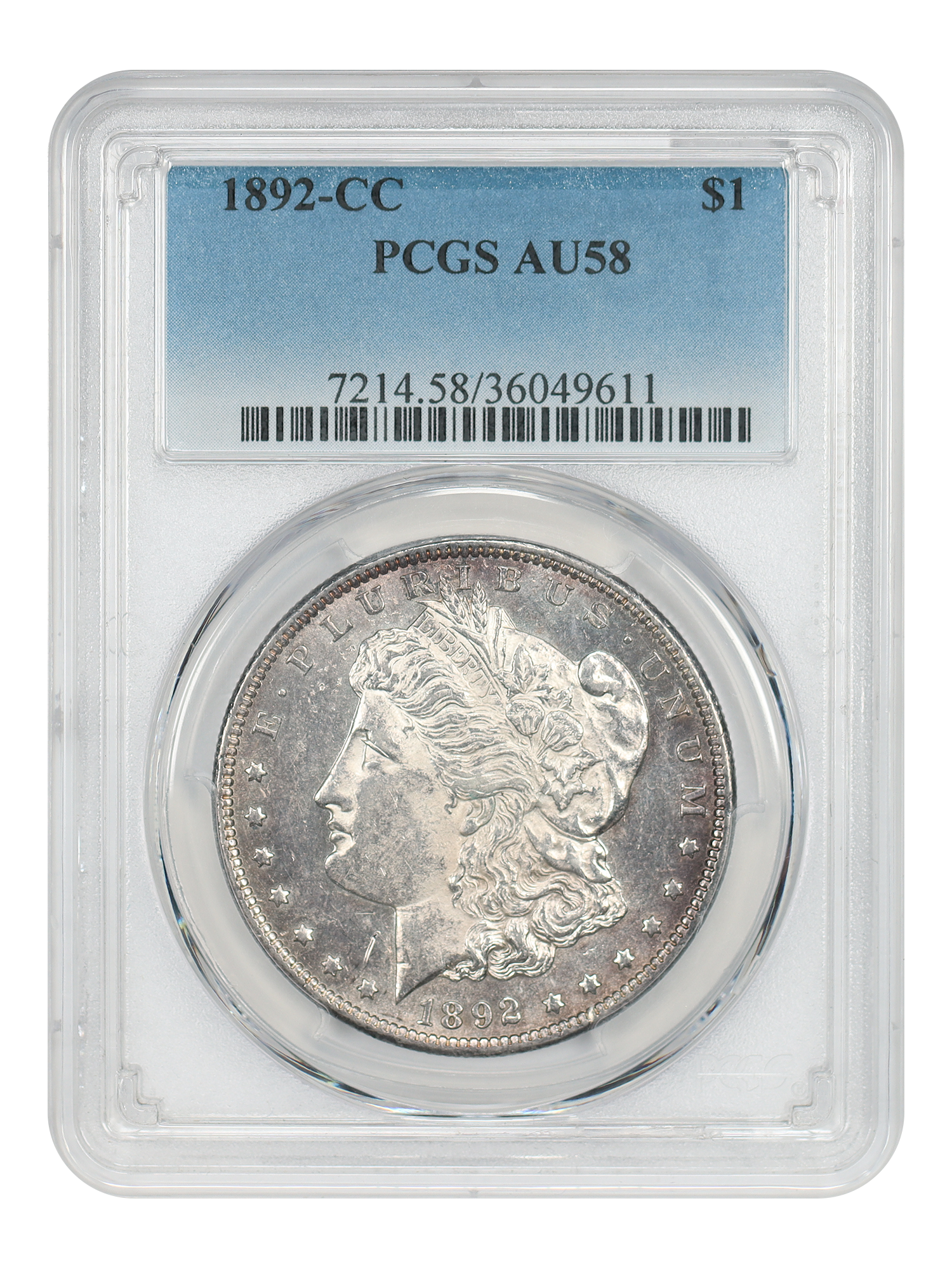 1892-CC $1 PCGS AU58