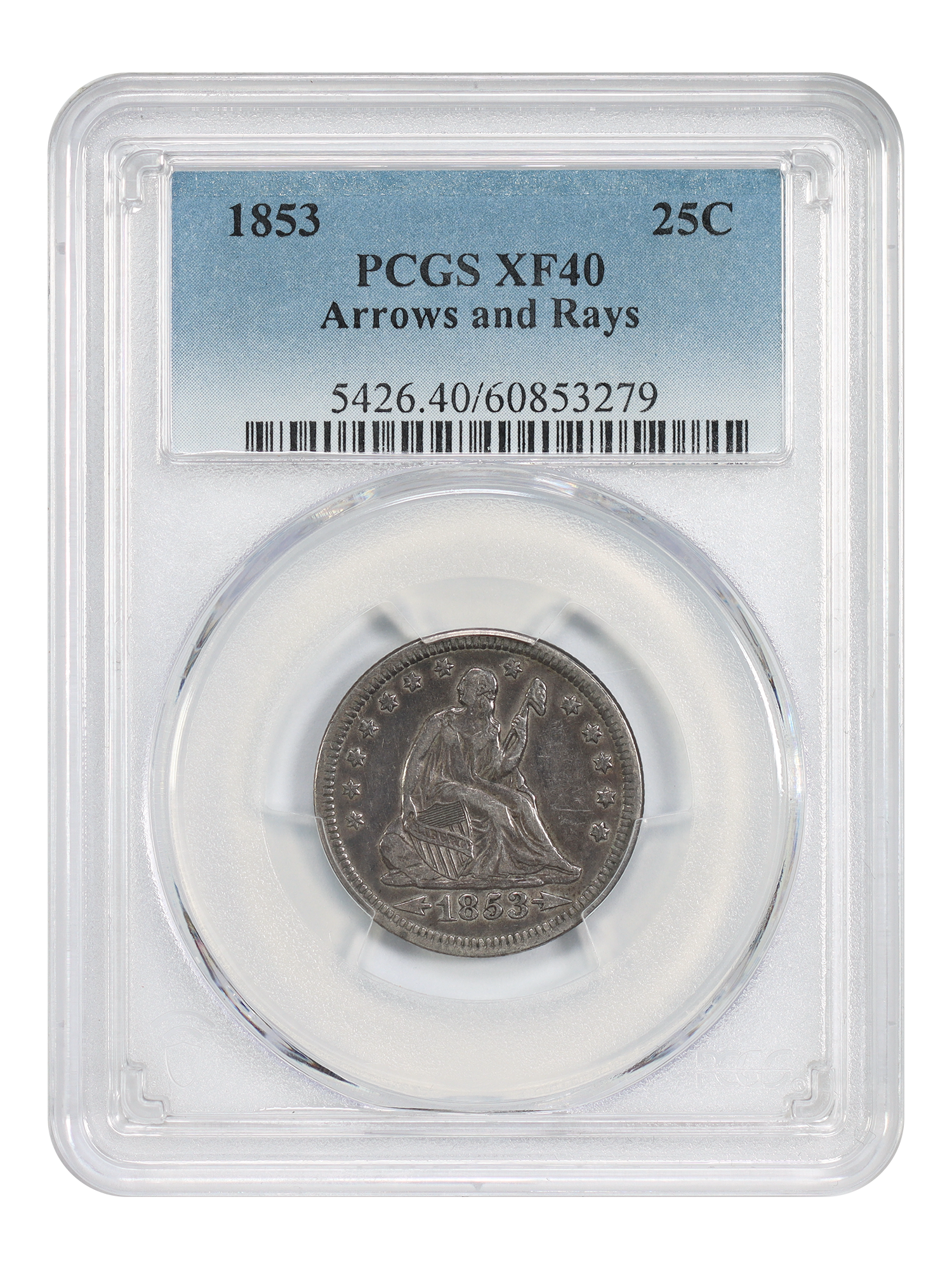 1853 25C PCGS XF40 (Arrows and Rays)