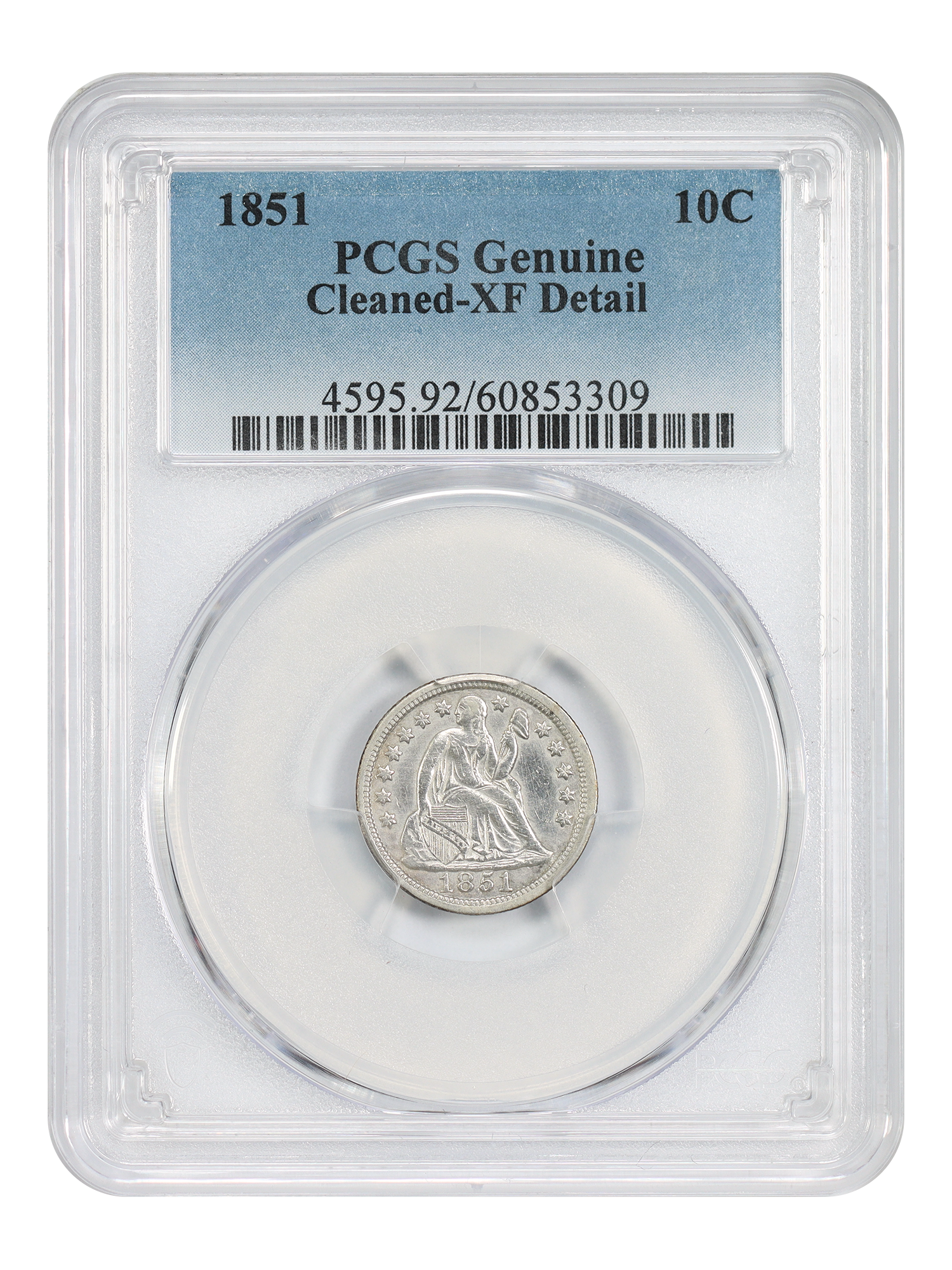 1851 10C PCGS XF Details (Cleaned)