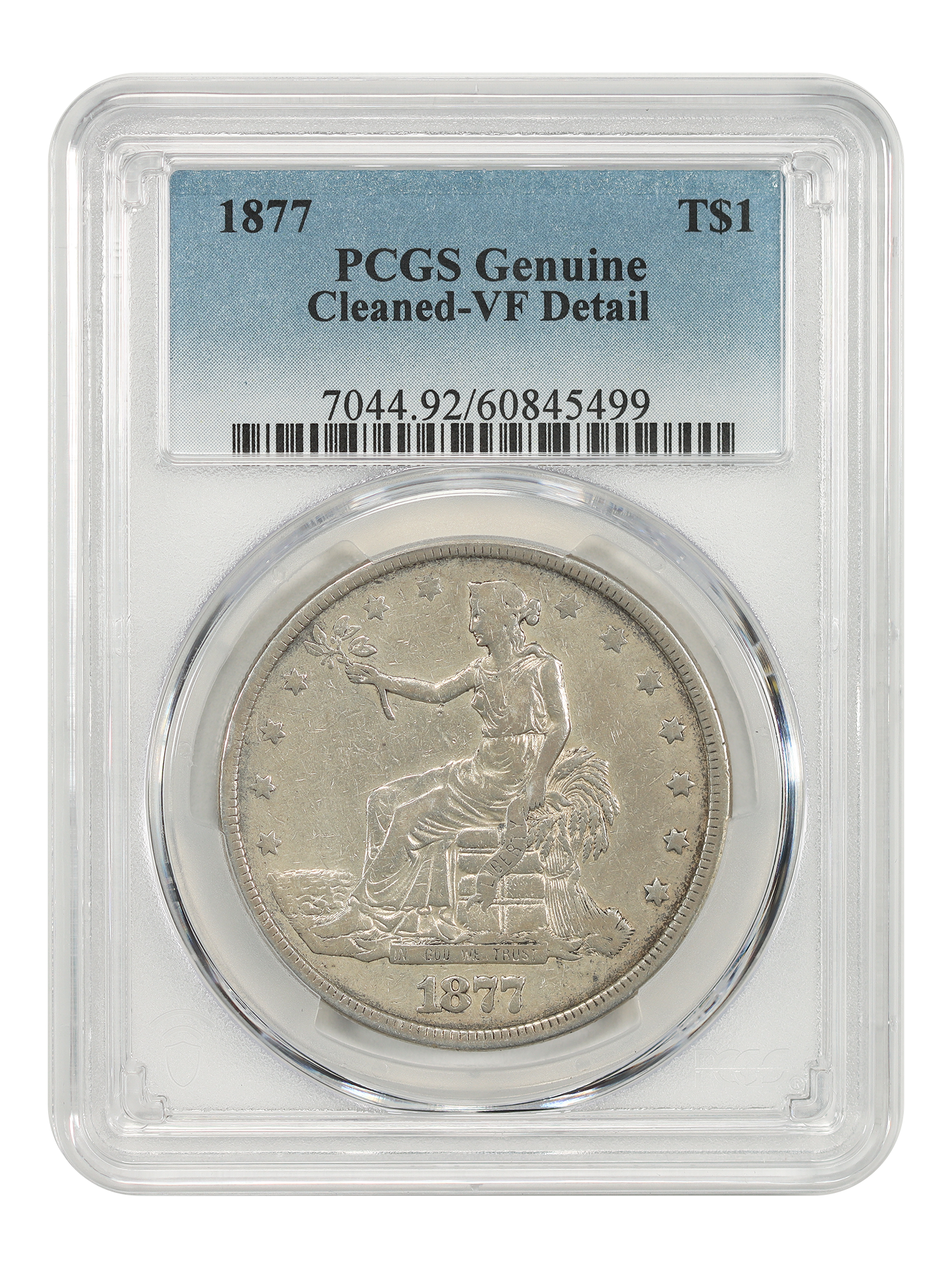1877 Trade $1 PCGS VF Details (Cleaned)
