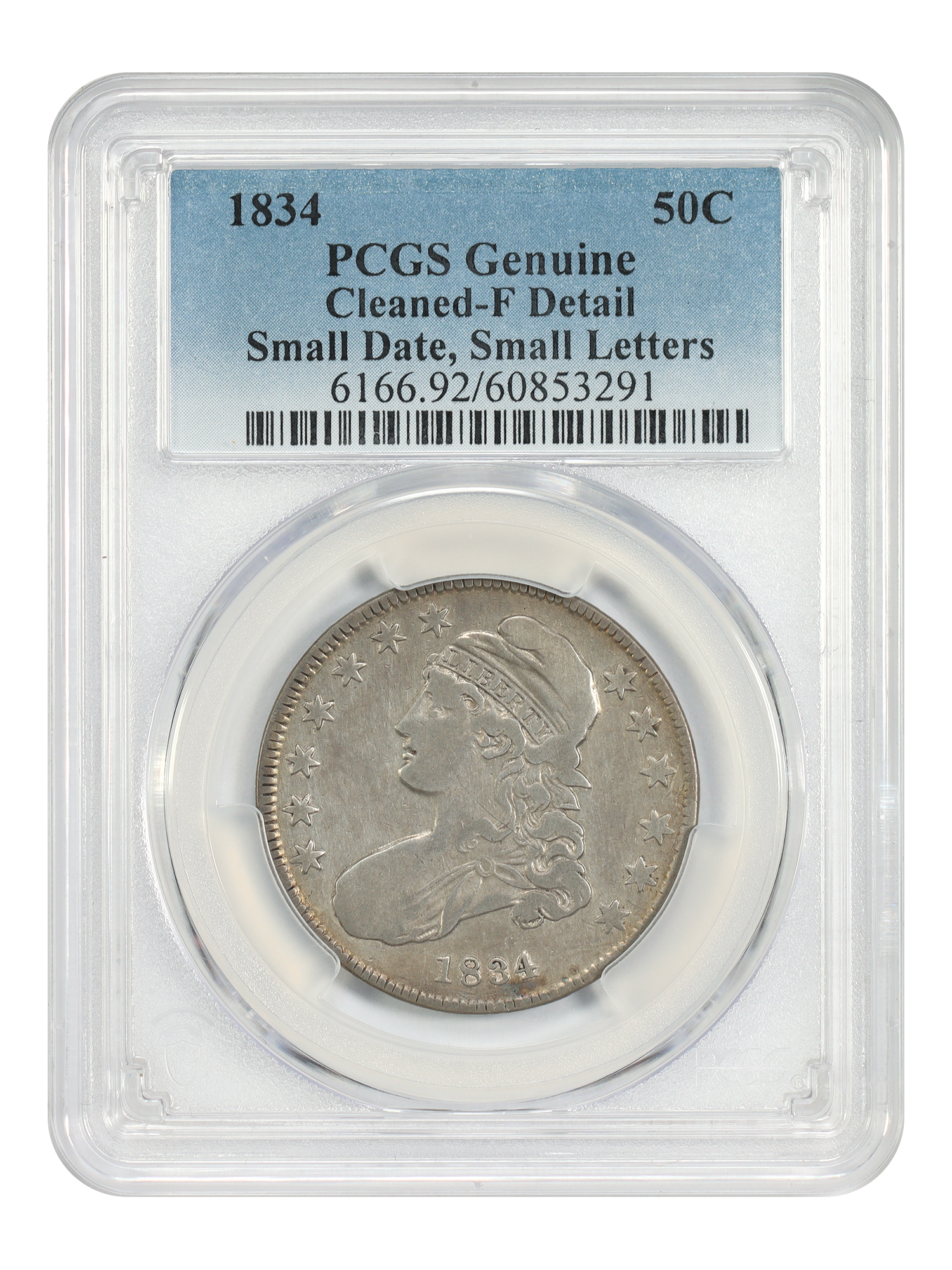 1834 50C PCGS Fine Details (Sm Date, Sm Letters, Cleaned)