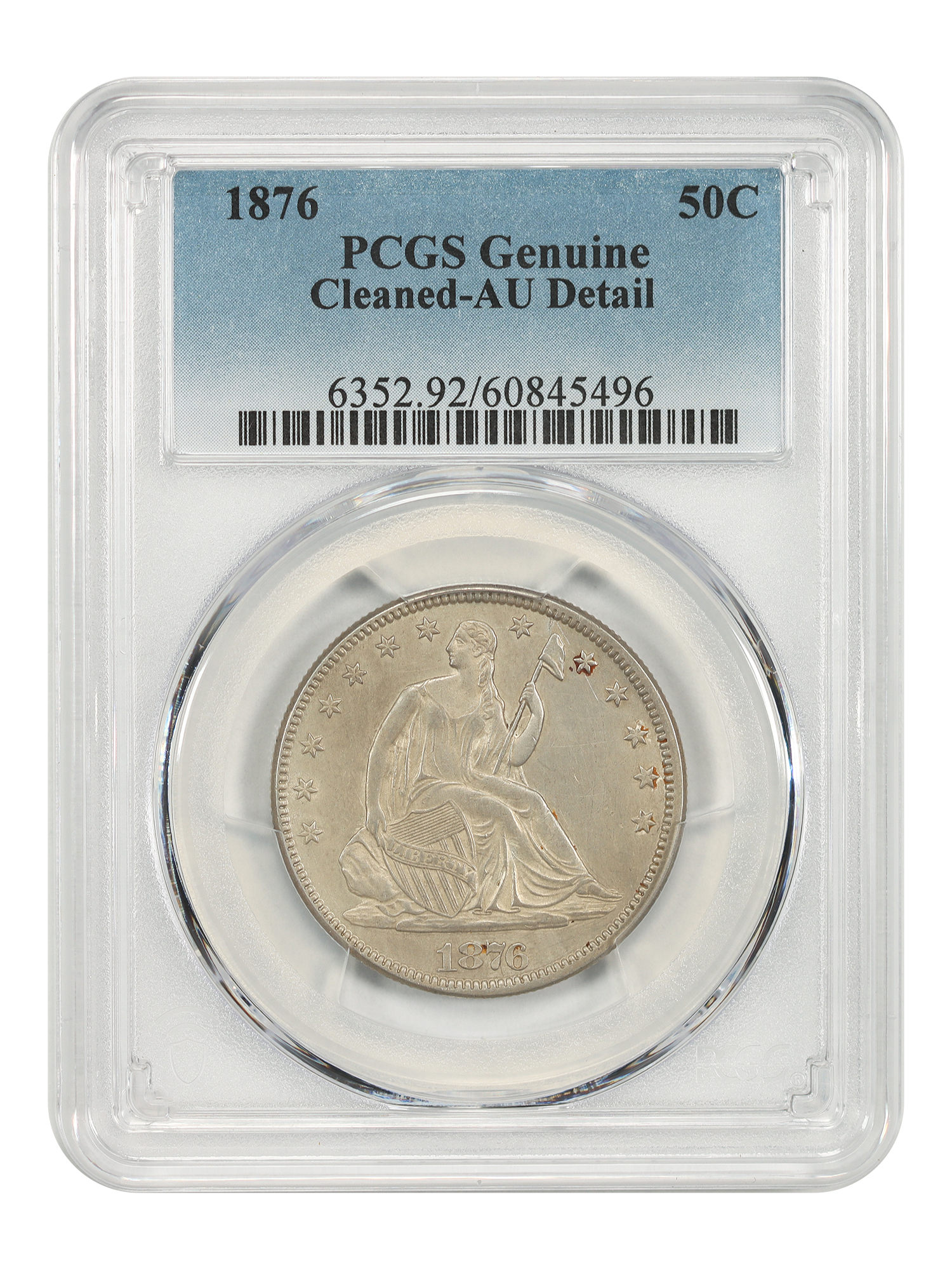 1876 50C PCGS AU Details (Cleaned)