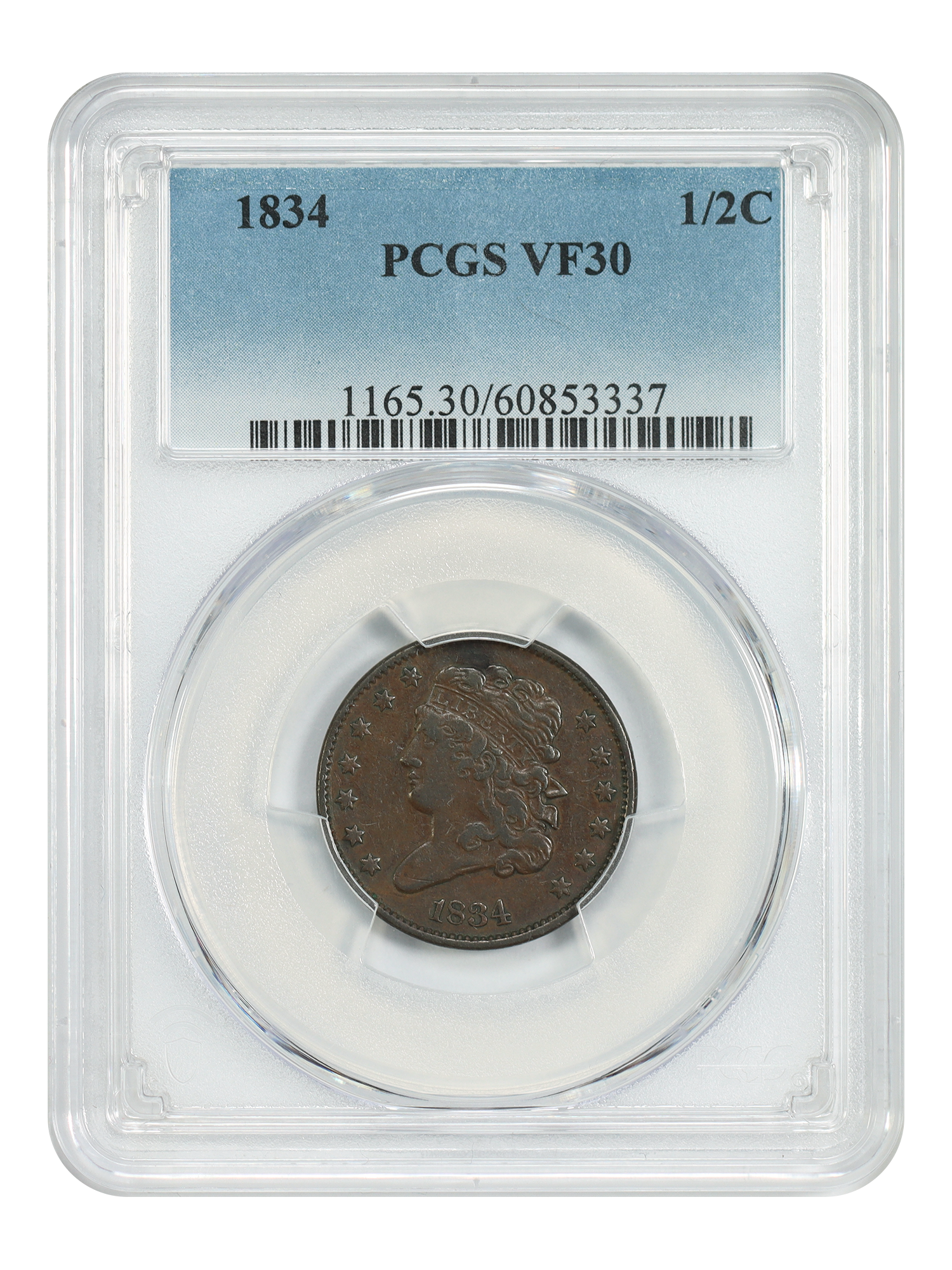 1834 1/2C PCGS VF30
