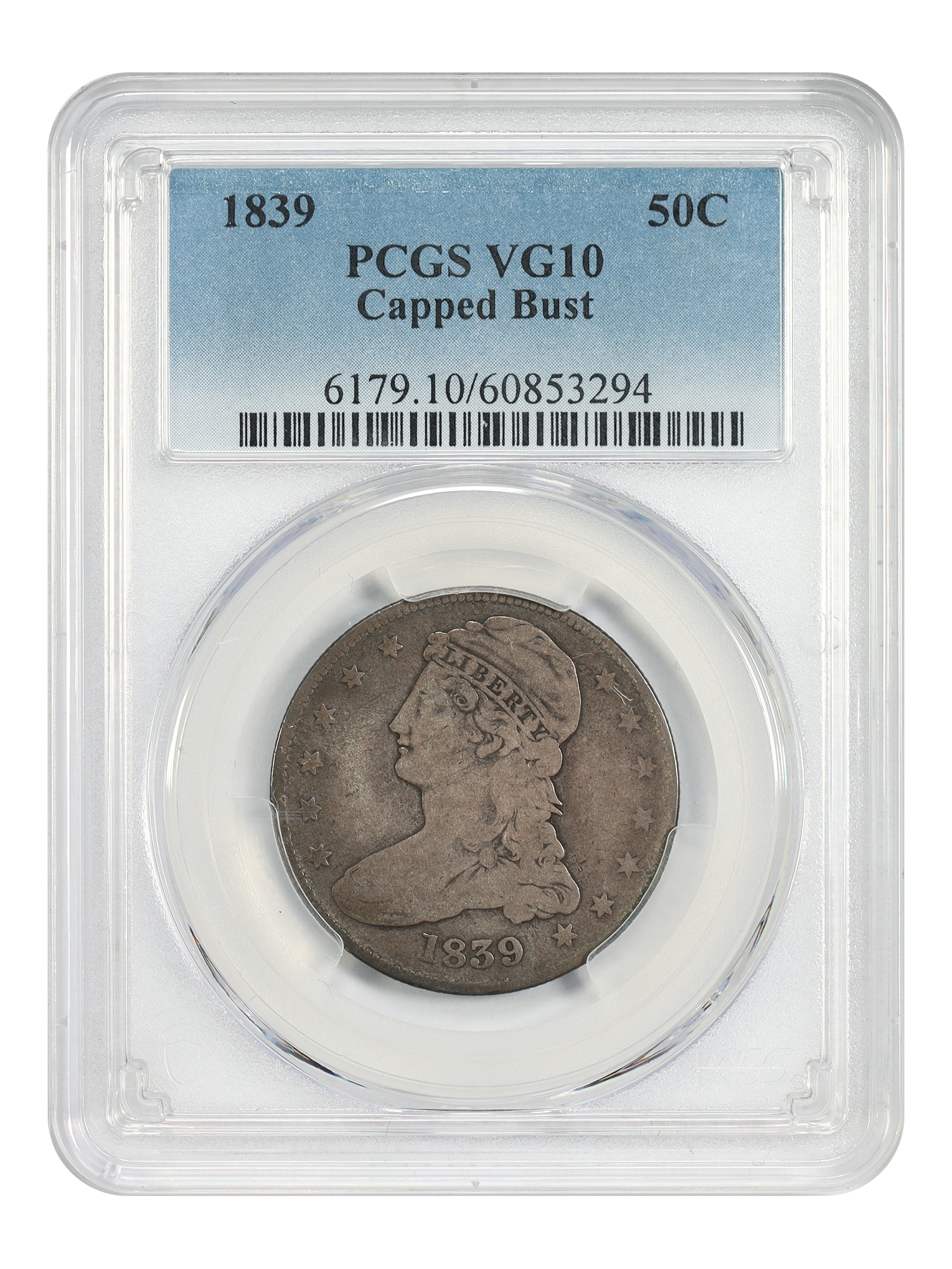 1839 50C Capped Bust PCGS VG10
