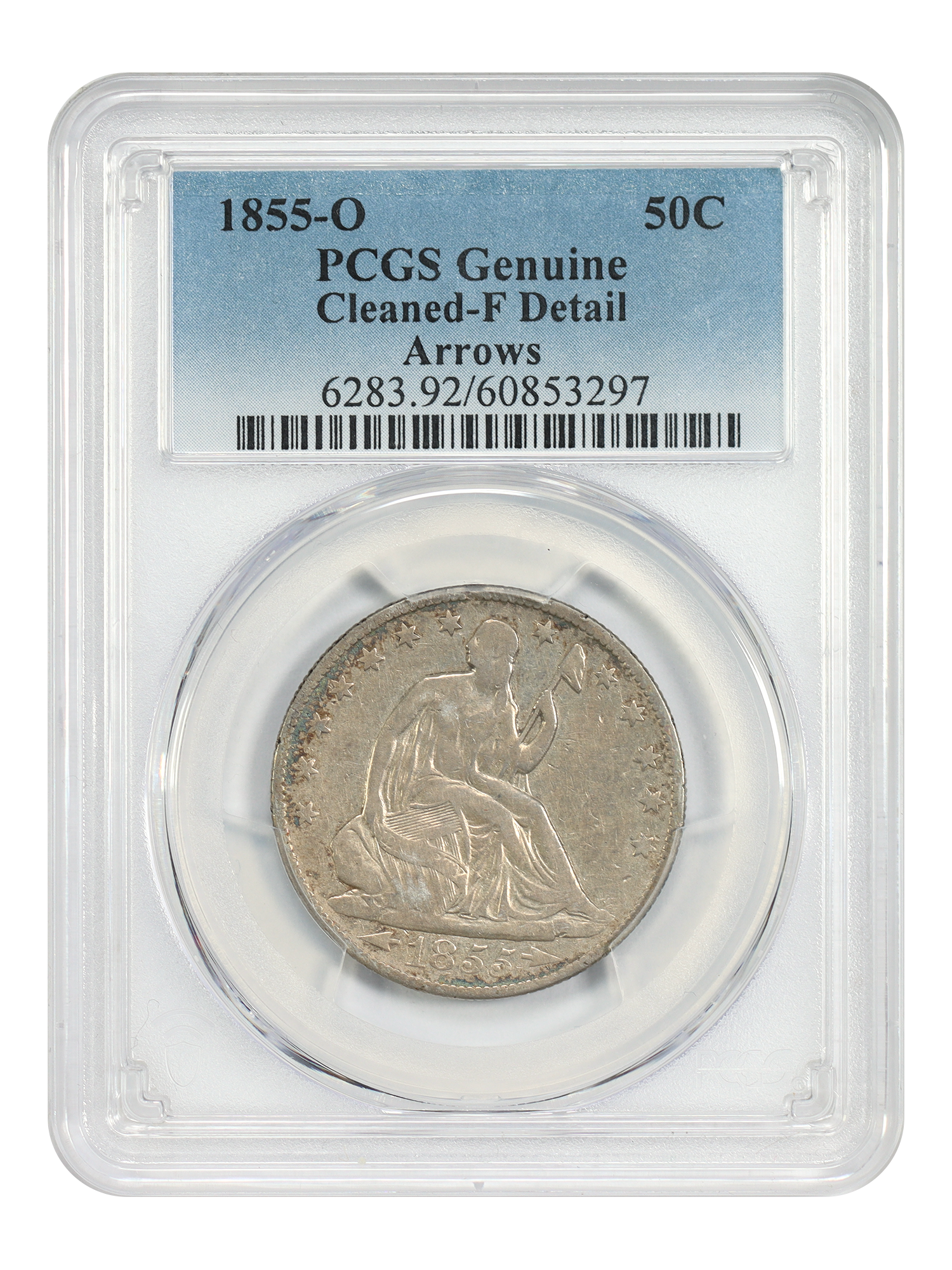 1855-O 50C PCGS Fine Details (Arrows, Cleaned)