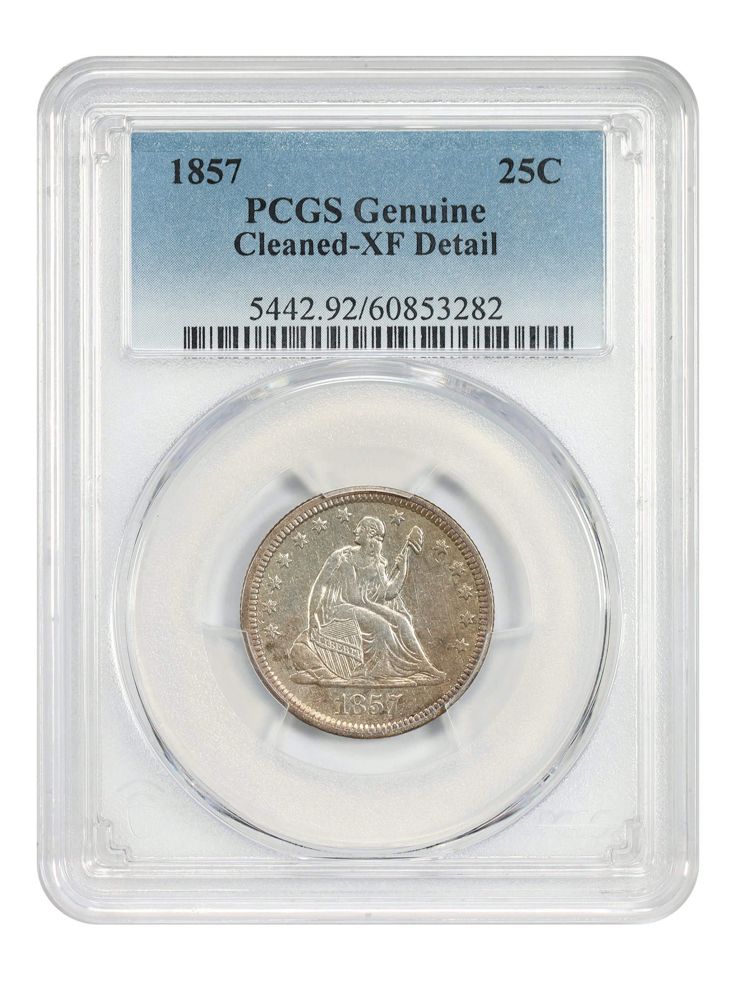 1857 25C PCGS XF Details (Cleaned)