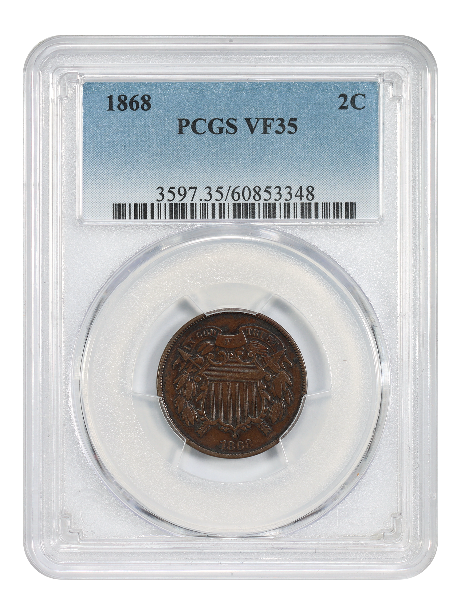 1868 2C PCGS VF35