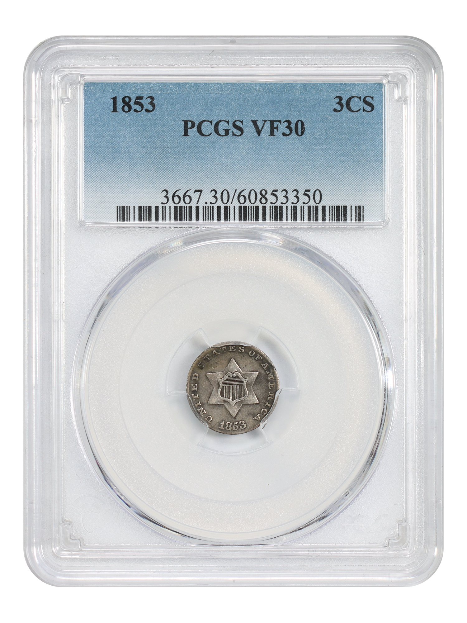 1853 3CS PCGS VF30