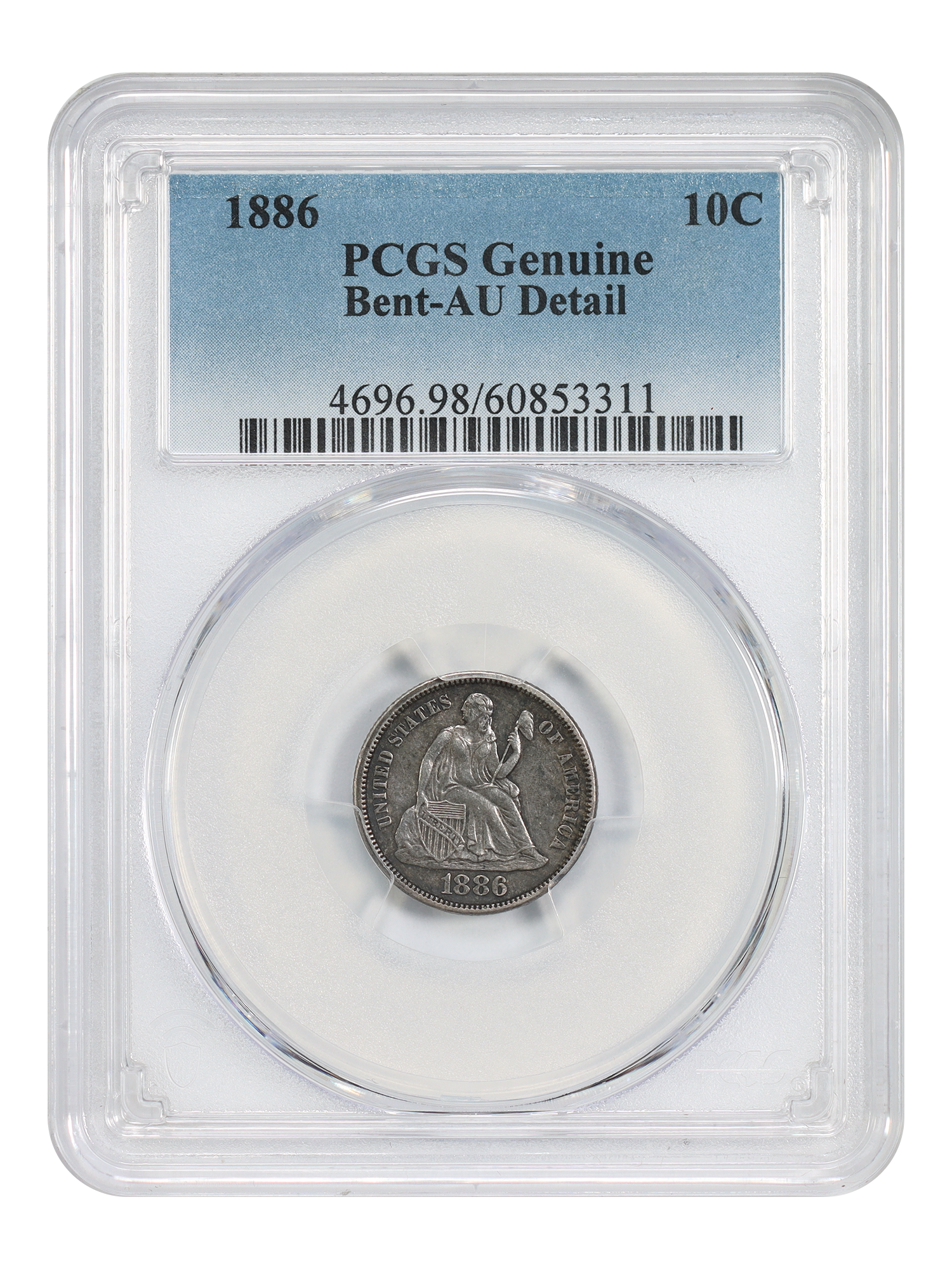 1886 10C PCGS AU Details (Bent)